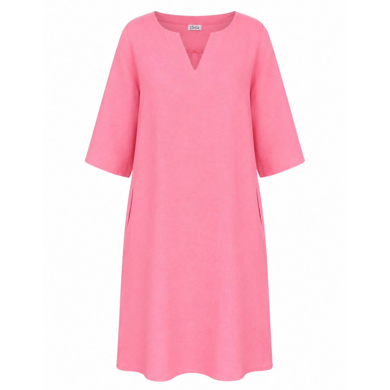 pink short sleeve linen dress Cotton Linen Dress for Women Pleated Summer Dresses Crewneck Short Sleeve  Sundress Beach Vacation Casual Mini Dress(A- Hot Pink,Small) at Amazon  Women's Clothing store