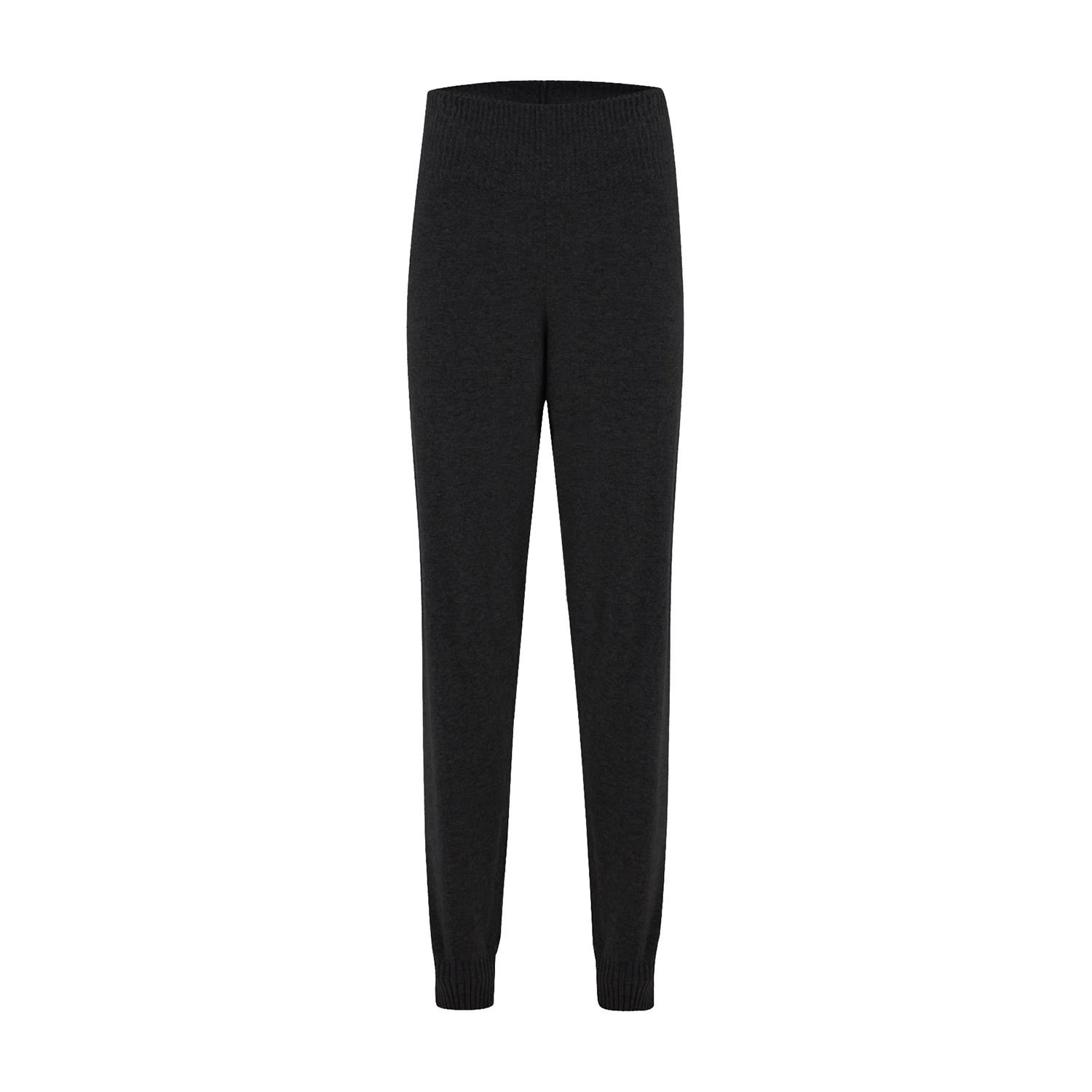 Women’s High Waist Cashmere Blend Knitwear Jogger Trousers - Black Small Peraluna