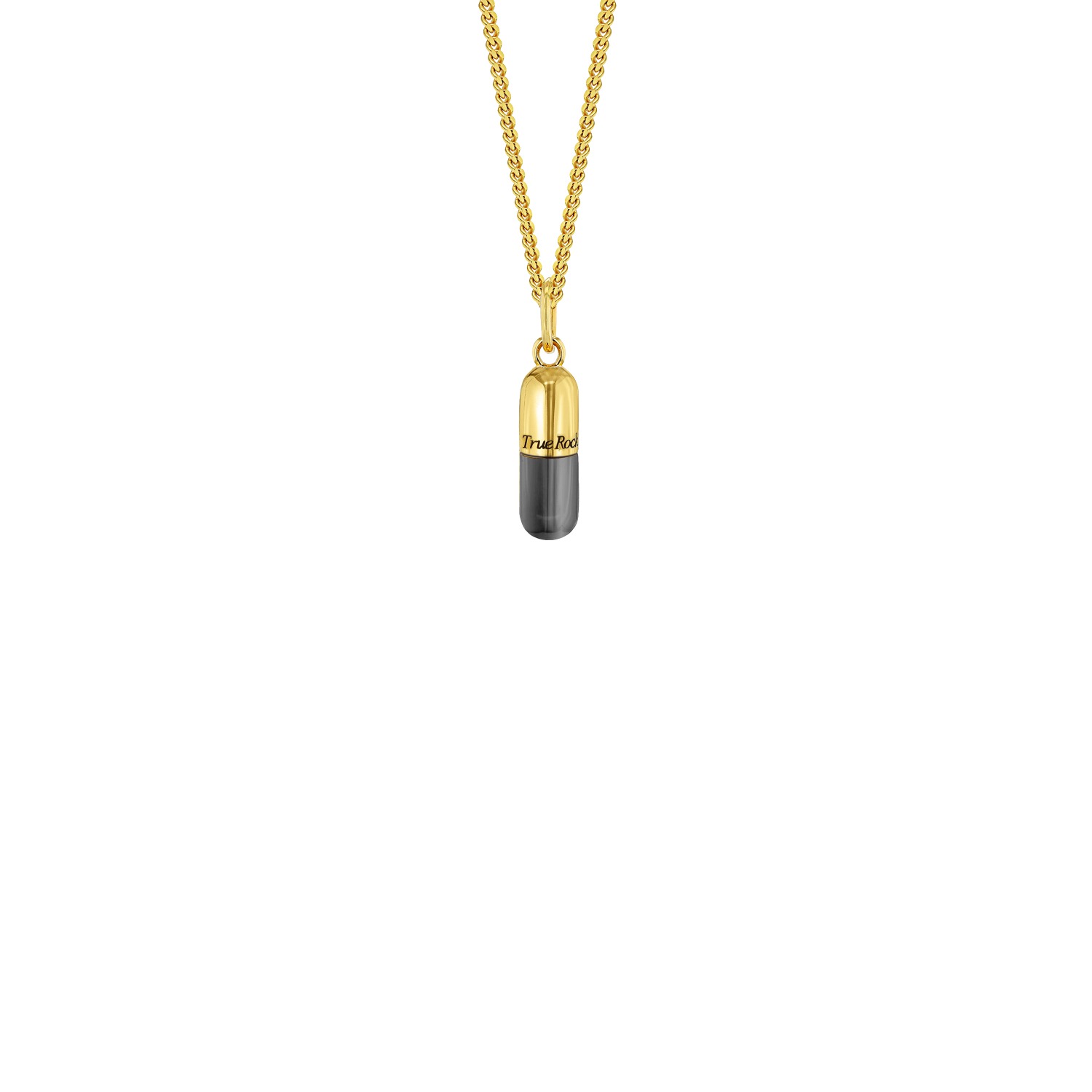 True Rocks Women's Gold / Grey Mini Pill Pendant Gun Metal Grey & 18kt Gold-plated