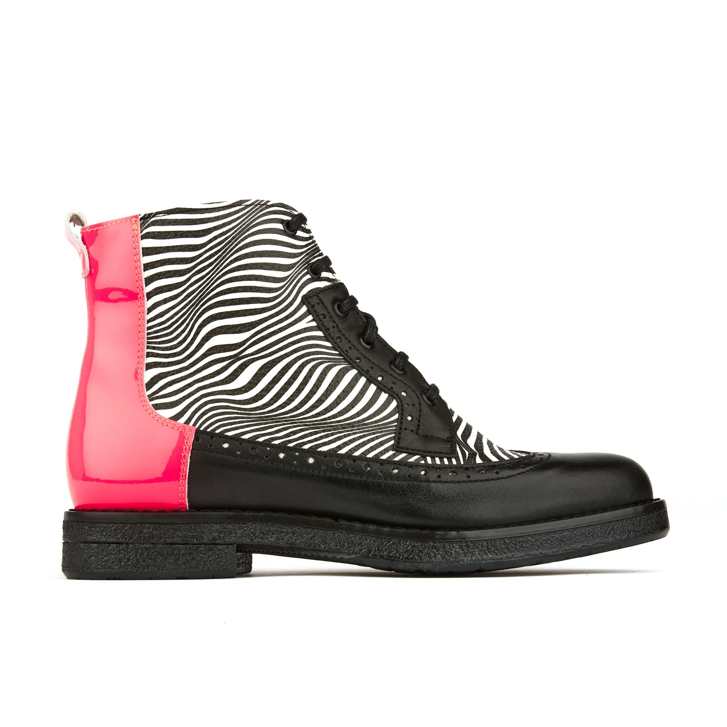 Embassy London Usa Black / White / Pink Hatter - Optical Zebra & Black & Pink - Womens Ankle Boots In Black/white/pink