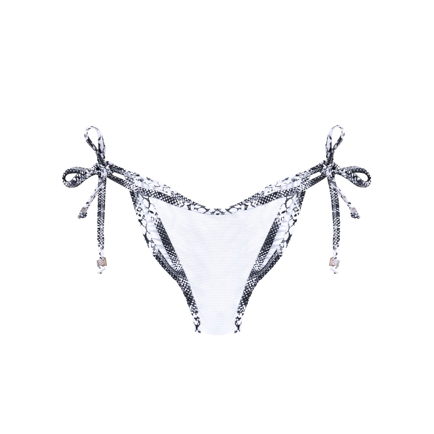 Deessa Ibiza Women's Grey / White Ibiza White Snake Print Tie-side Bikini Bottom Pia In Grey/white