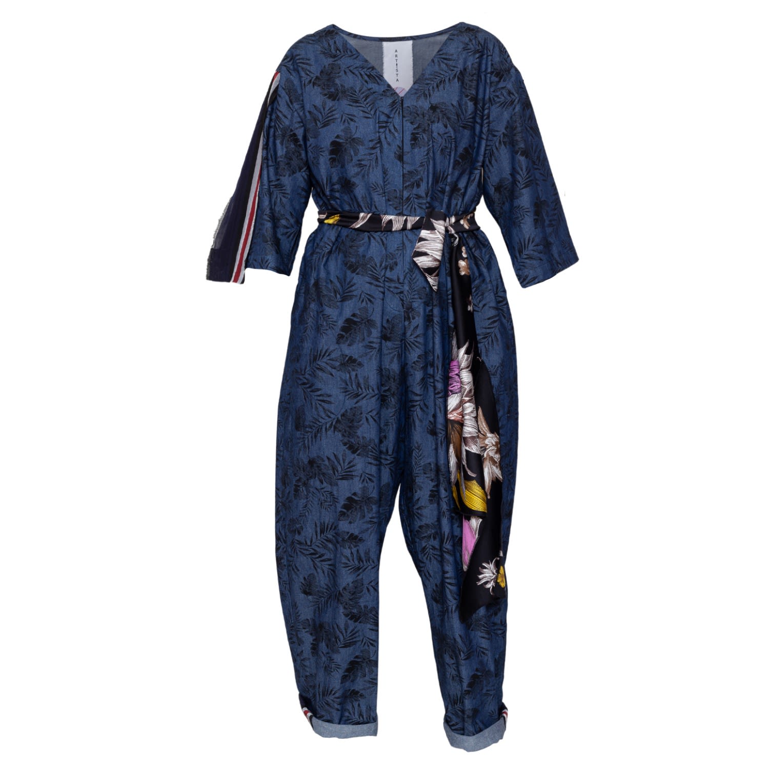 Women’s Blue Palm Jumpsuit Large Artista