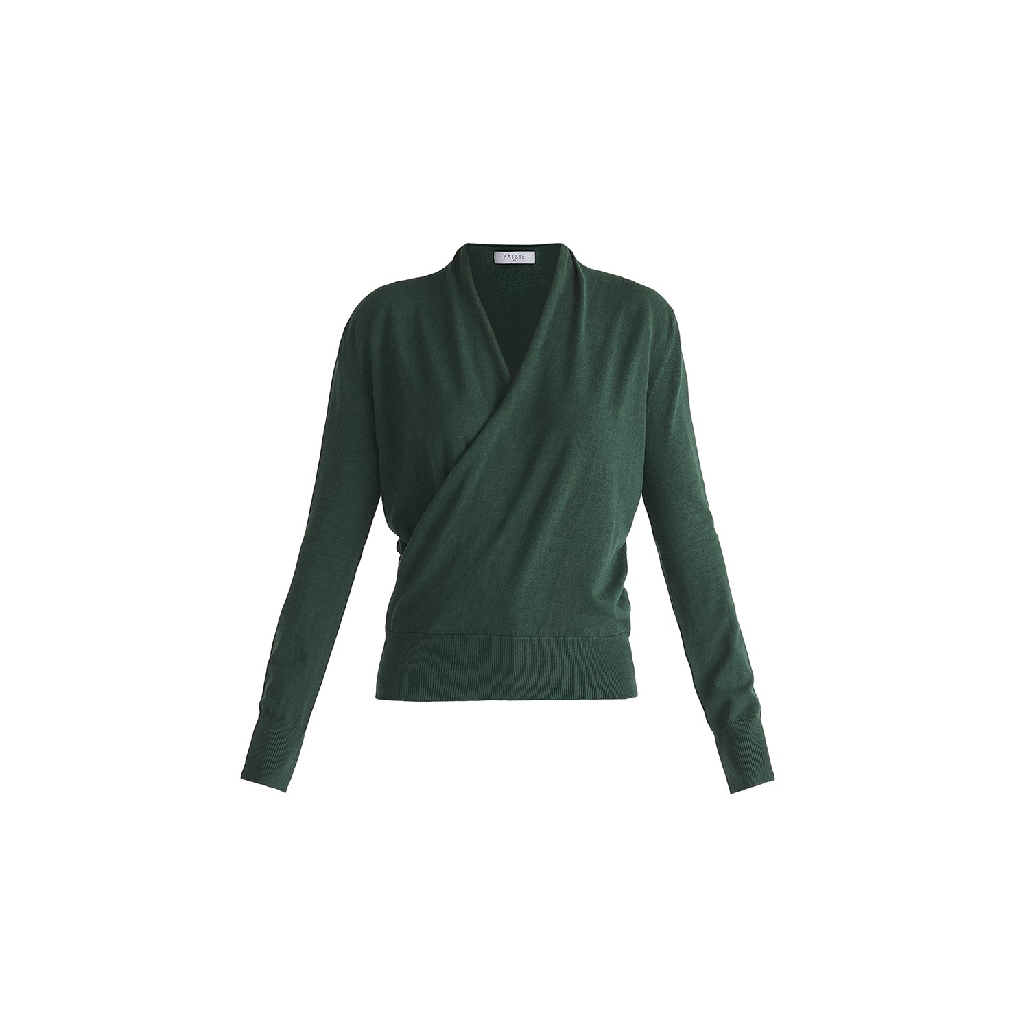 Paisie Women's Long Sleeve Knitted Wrap Top In Green In Green