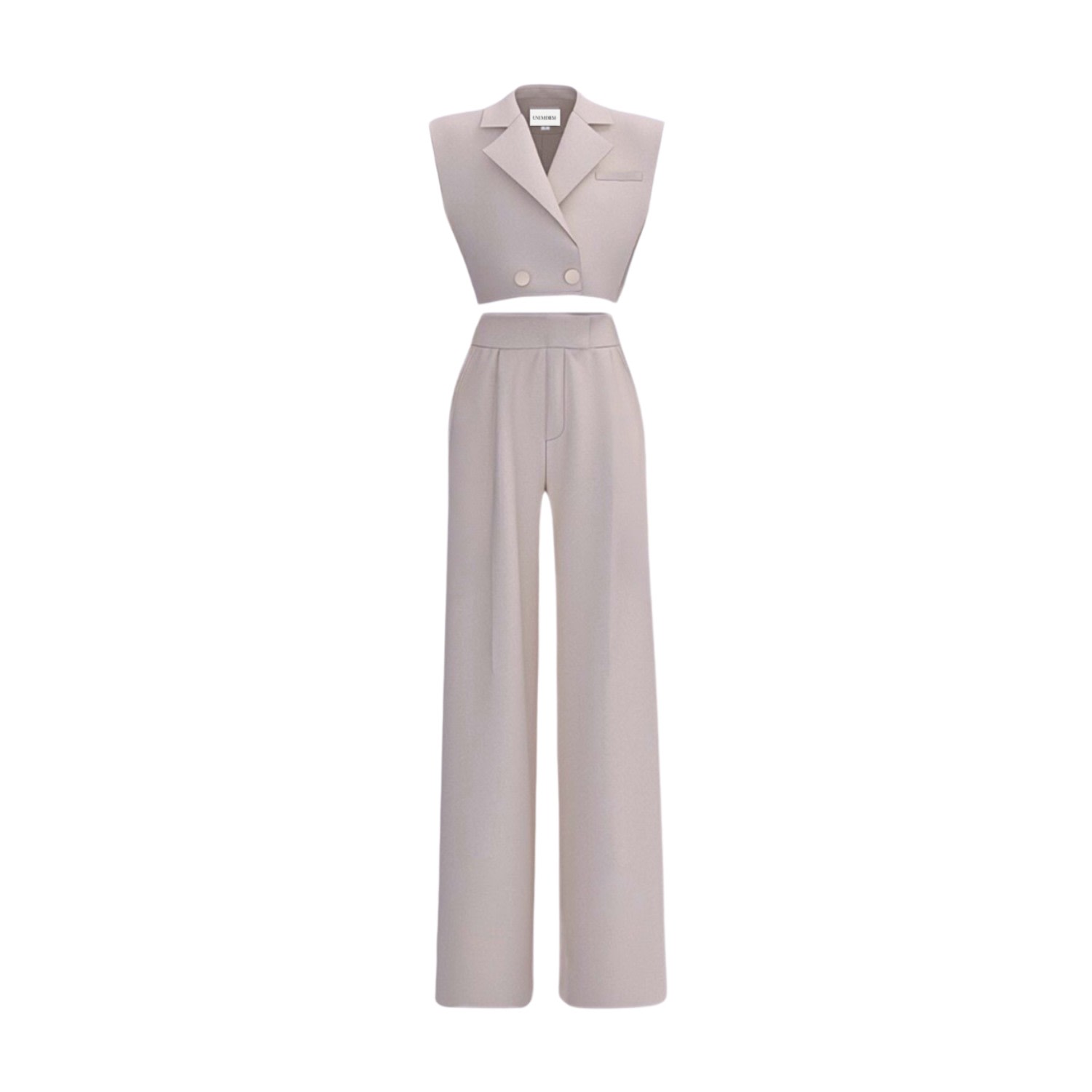 Unum Diem Neutrals Sleeveless Blazer & Straight Trouser - Matching Set, Stone In Yellow