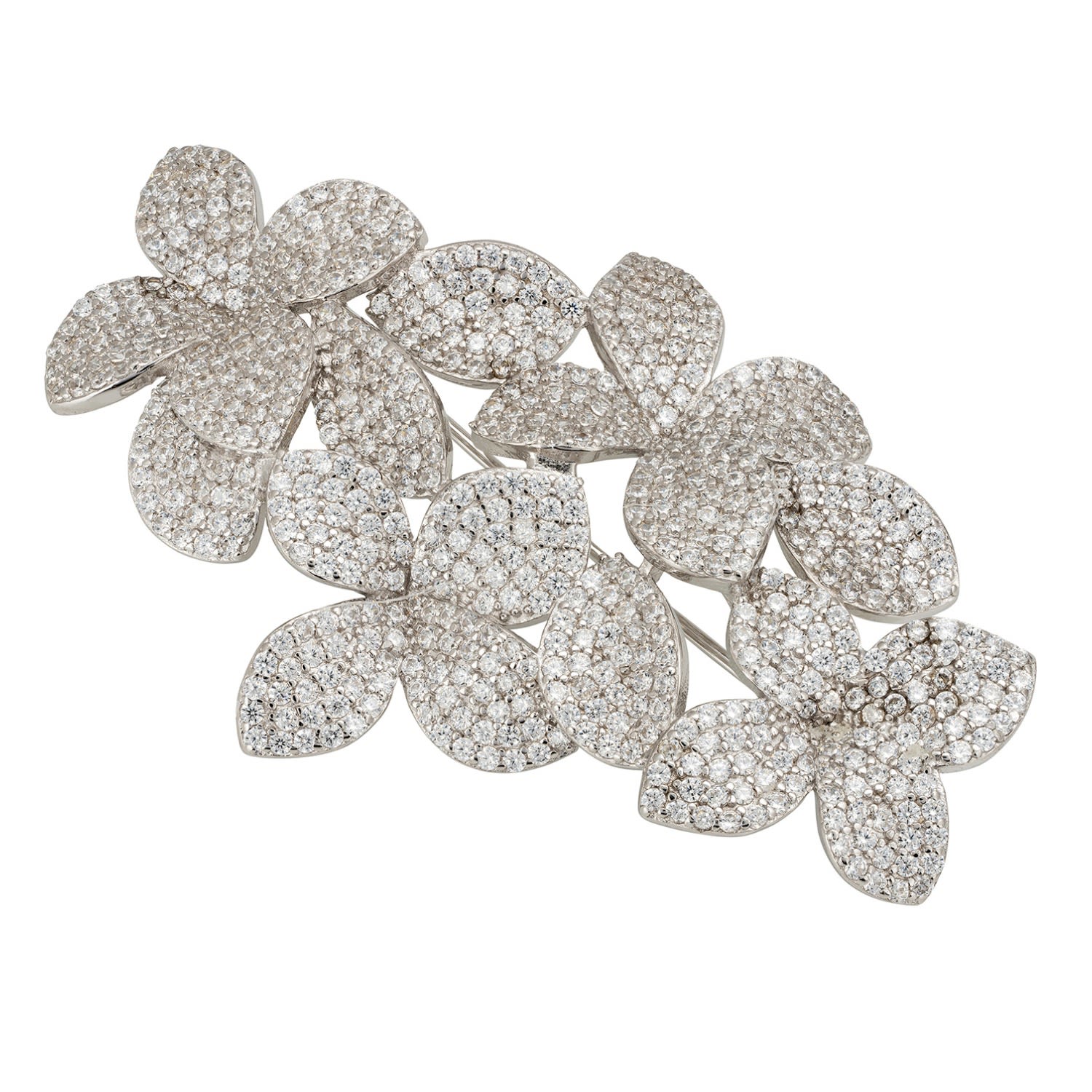 Women’s Silver / White Petal Cascading Flower Brooch Silver Latelita
