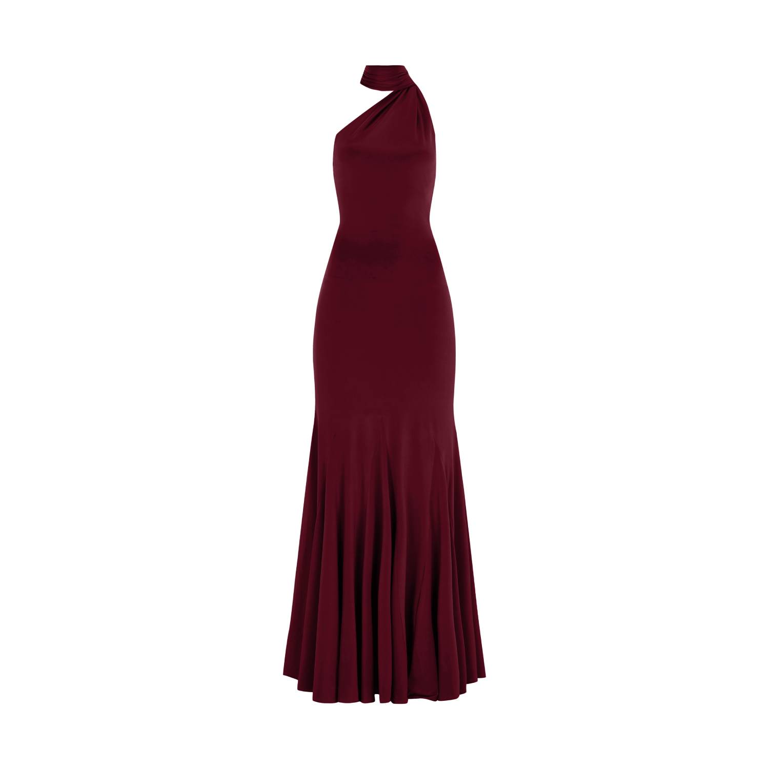 Khéla The Label Women's Red Midnight Mingle Burgundy Jersey Gown With Godets In Red