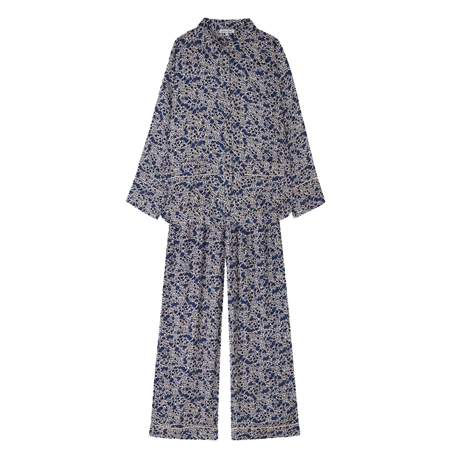 women's evie trouser set aster floral - blue small lily and lionel