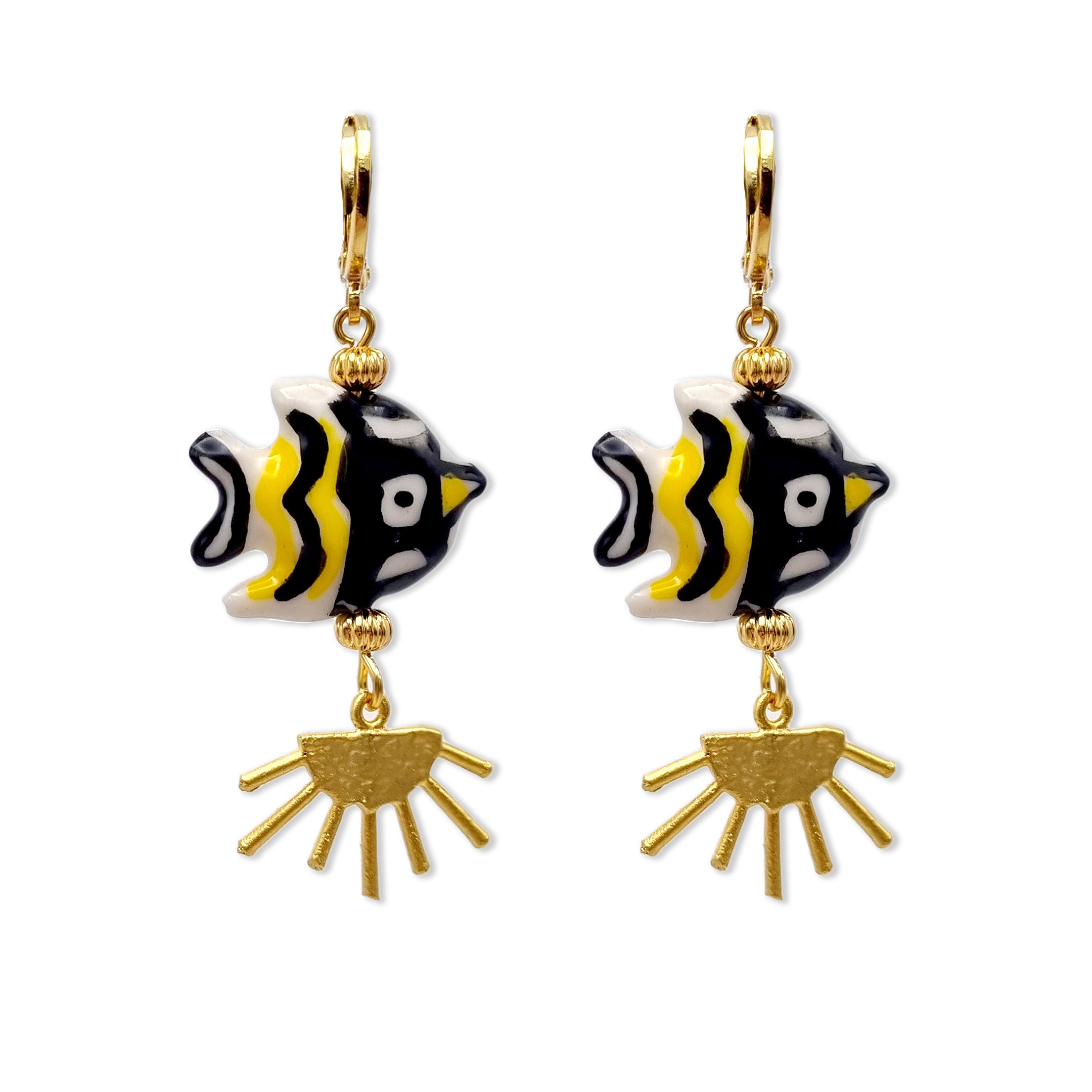 Midnight Foxes Studio Women's Gold / Yellow / Orange Moorish Idol Fish Earrings