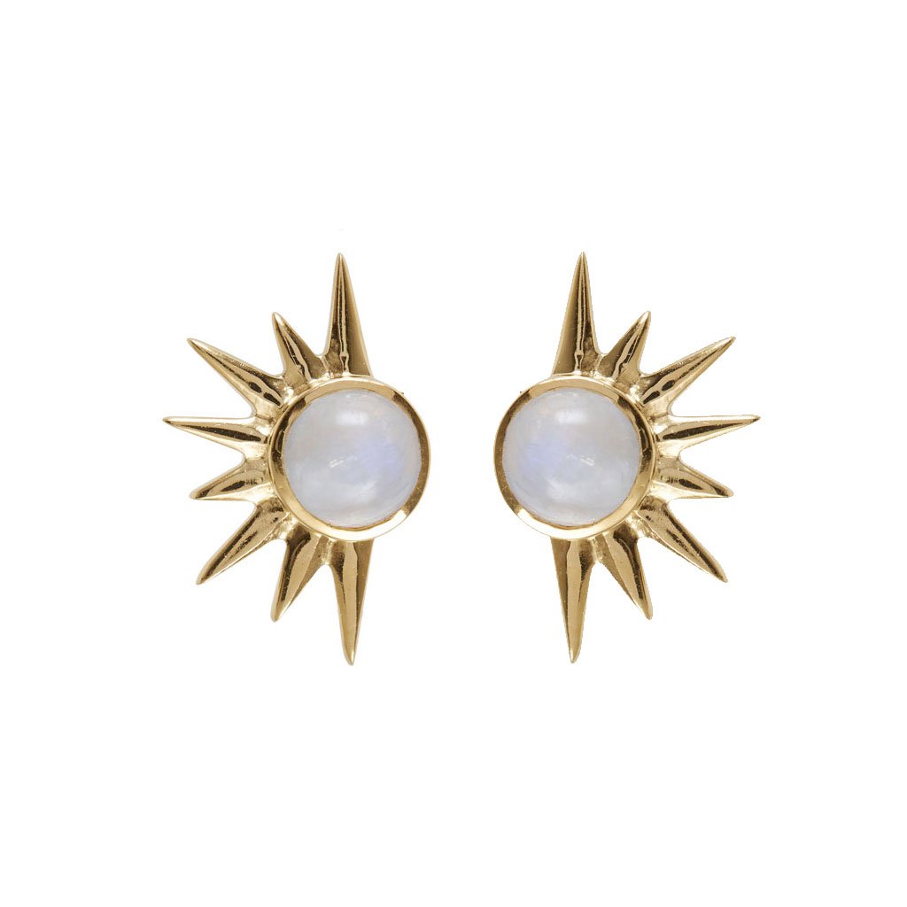 Charlotte's Web Jewellery Women's Total Eclipse Gold Vermeil Statement Stud Earrings - Moonstone In Gold