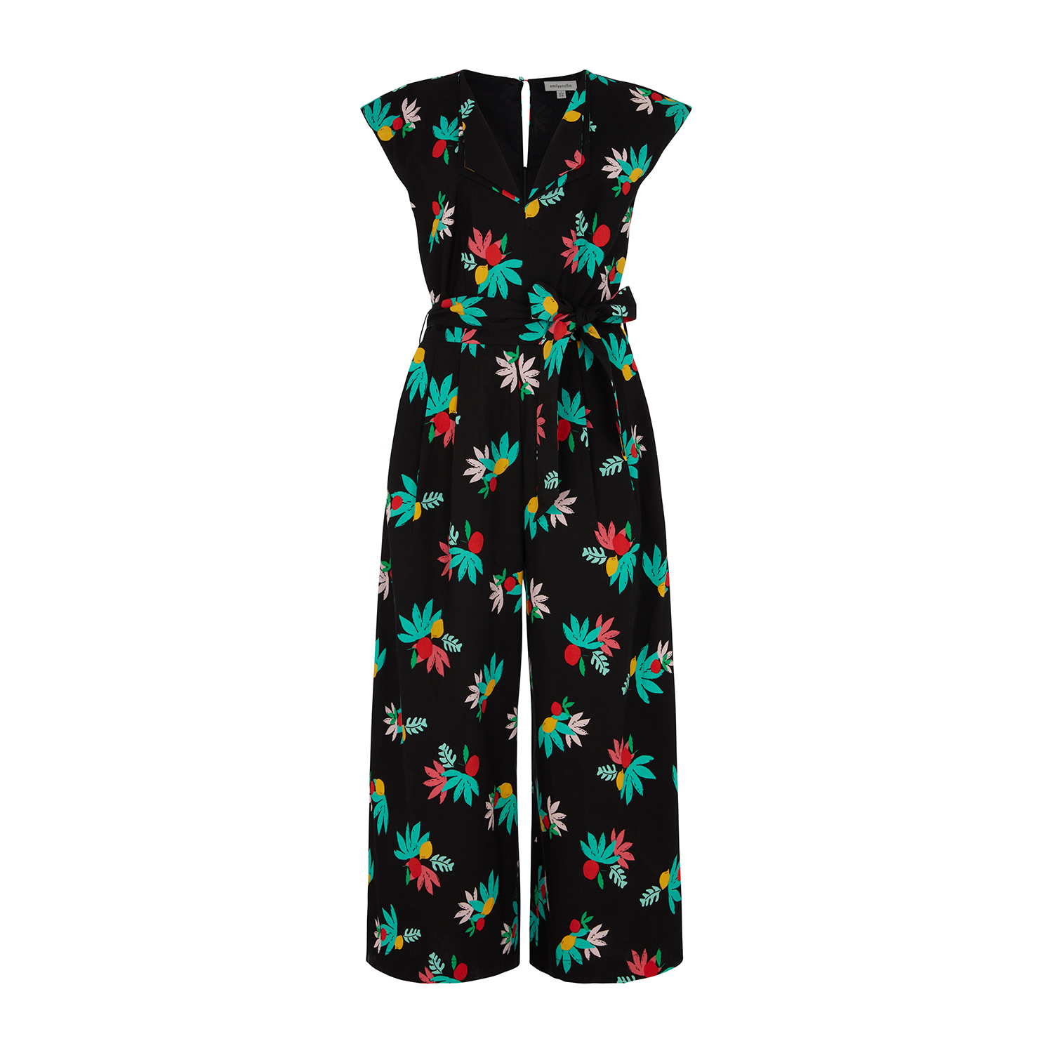 Women’s Black / Green / Pink Nora Black Summer Fruits Jumpsuit Small Emily and Fin