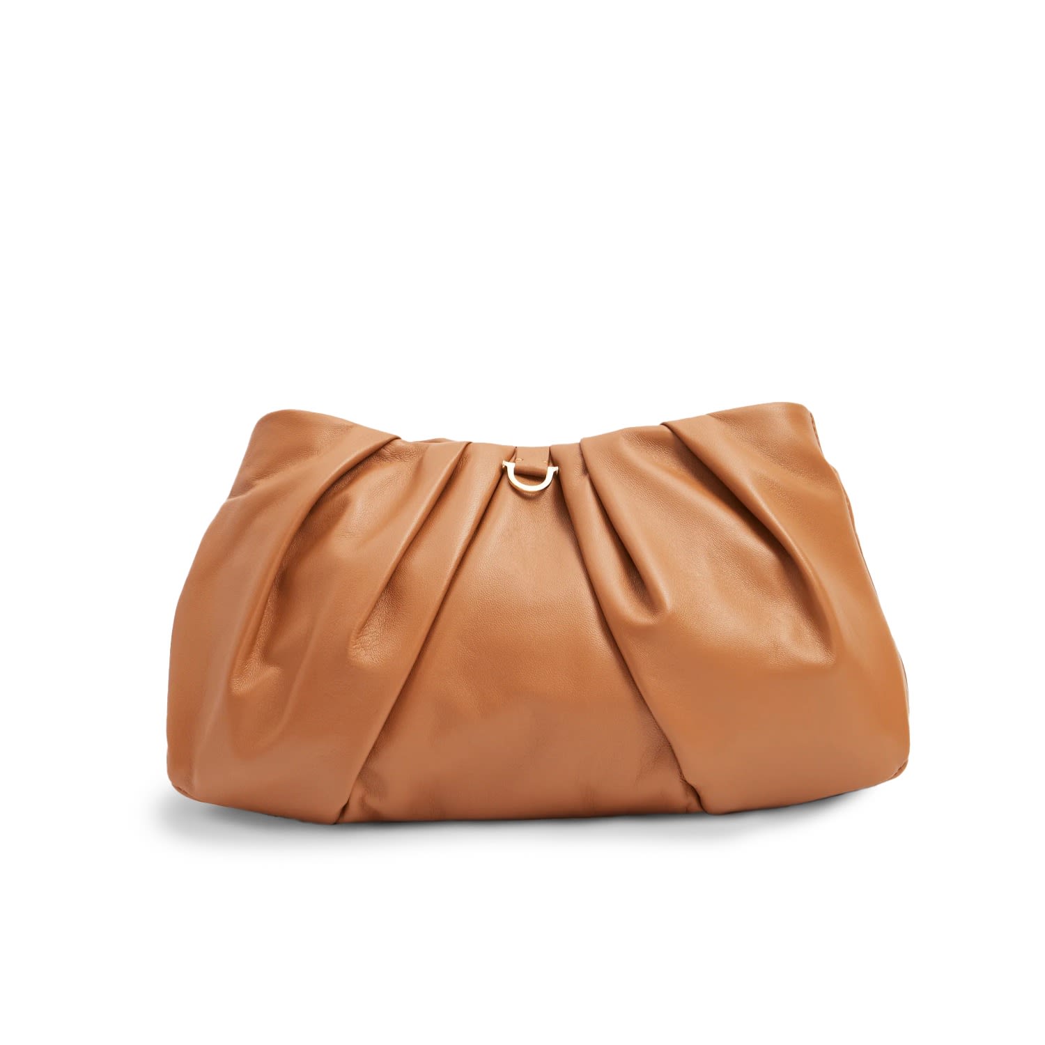 Lovard Women's Brown Large Leather Croissant- Tan With Gold In Brown