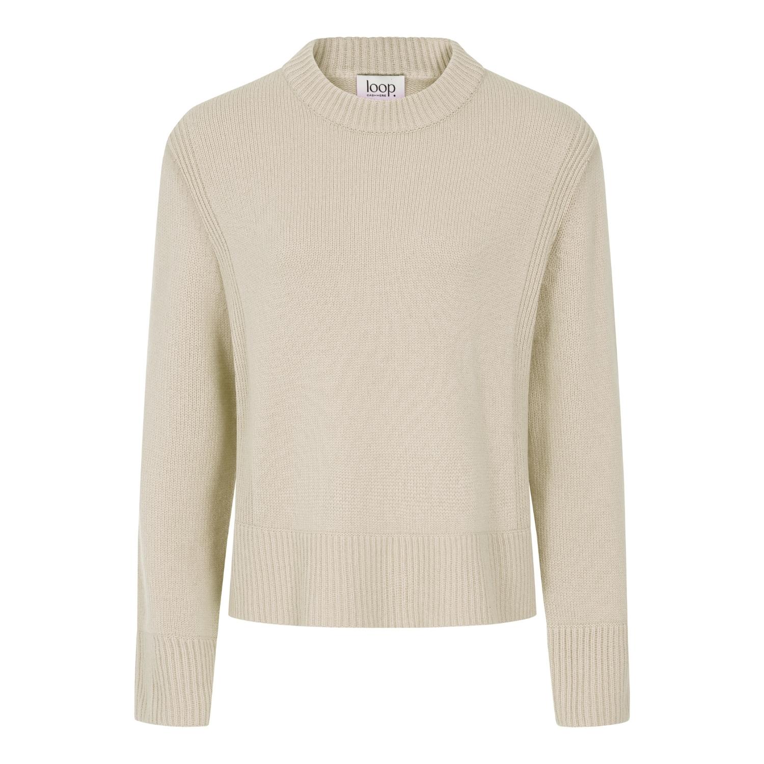 Women’s Cropped Cashmere Sweatshirt In Natural White Extra Large Loop Cashmere