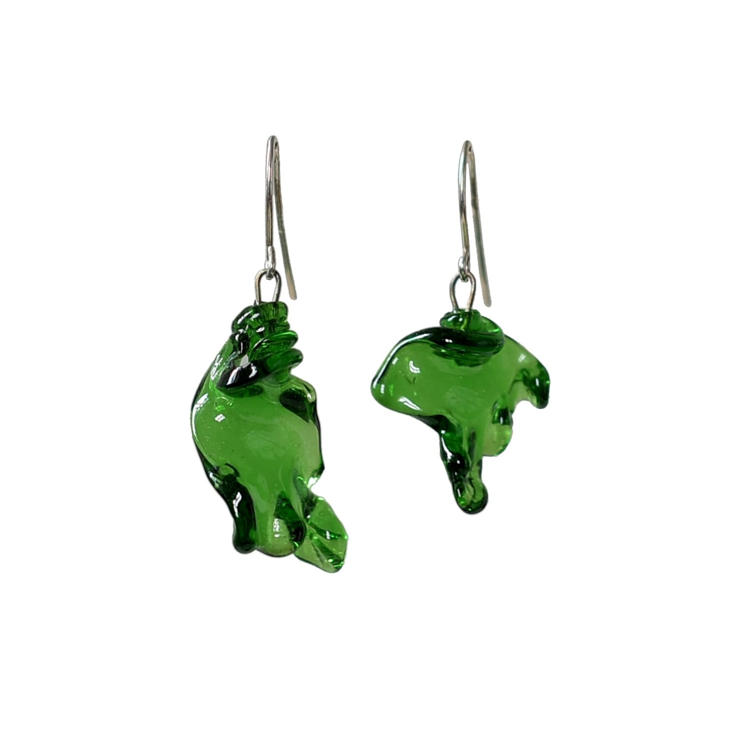 Laura Daili Women's Green Leaf Drops – Asymmetric Glass Earrings