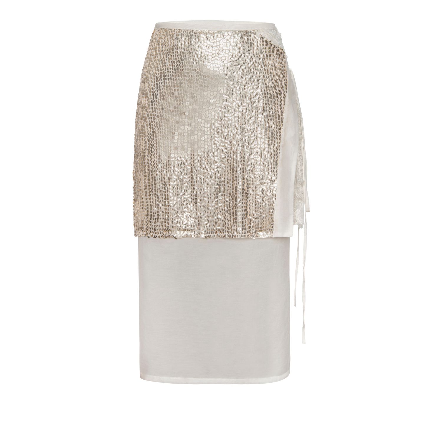 Lahive Women's Gold / Neutrals Solstice Double Silk Sequin Skirt