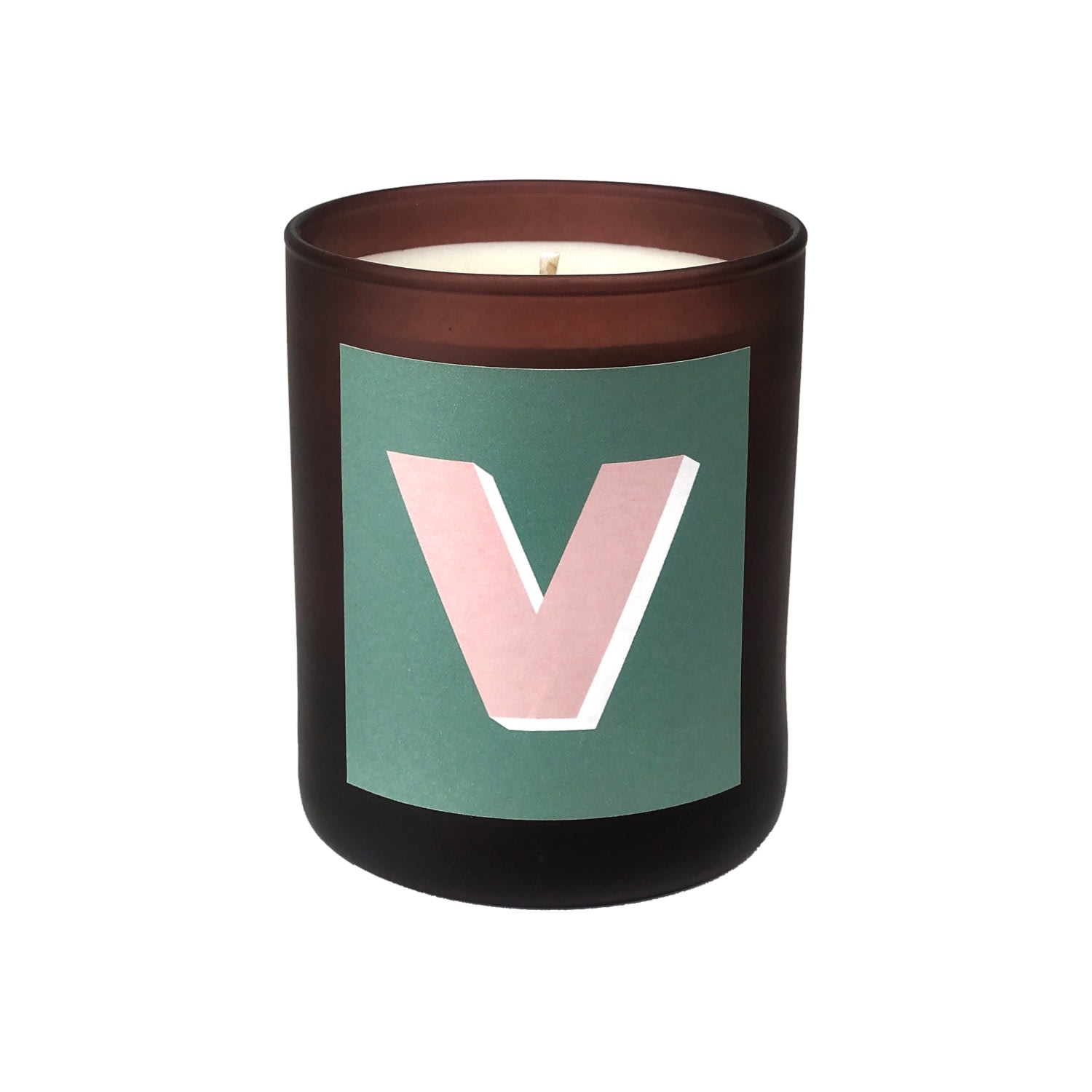 Little Karma Co. Ltd Green Initial V Candle - Juniper Refillable Large Alphabet Candle In Multi