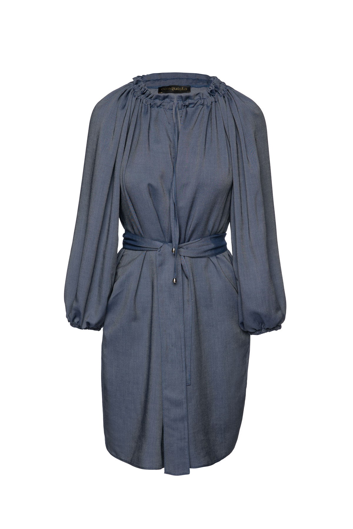 Women’s Belted Blue Denim Style Dress Small Conquista