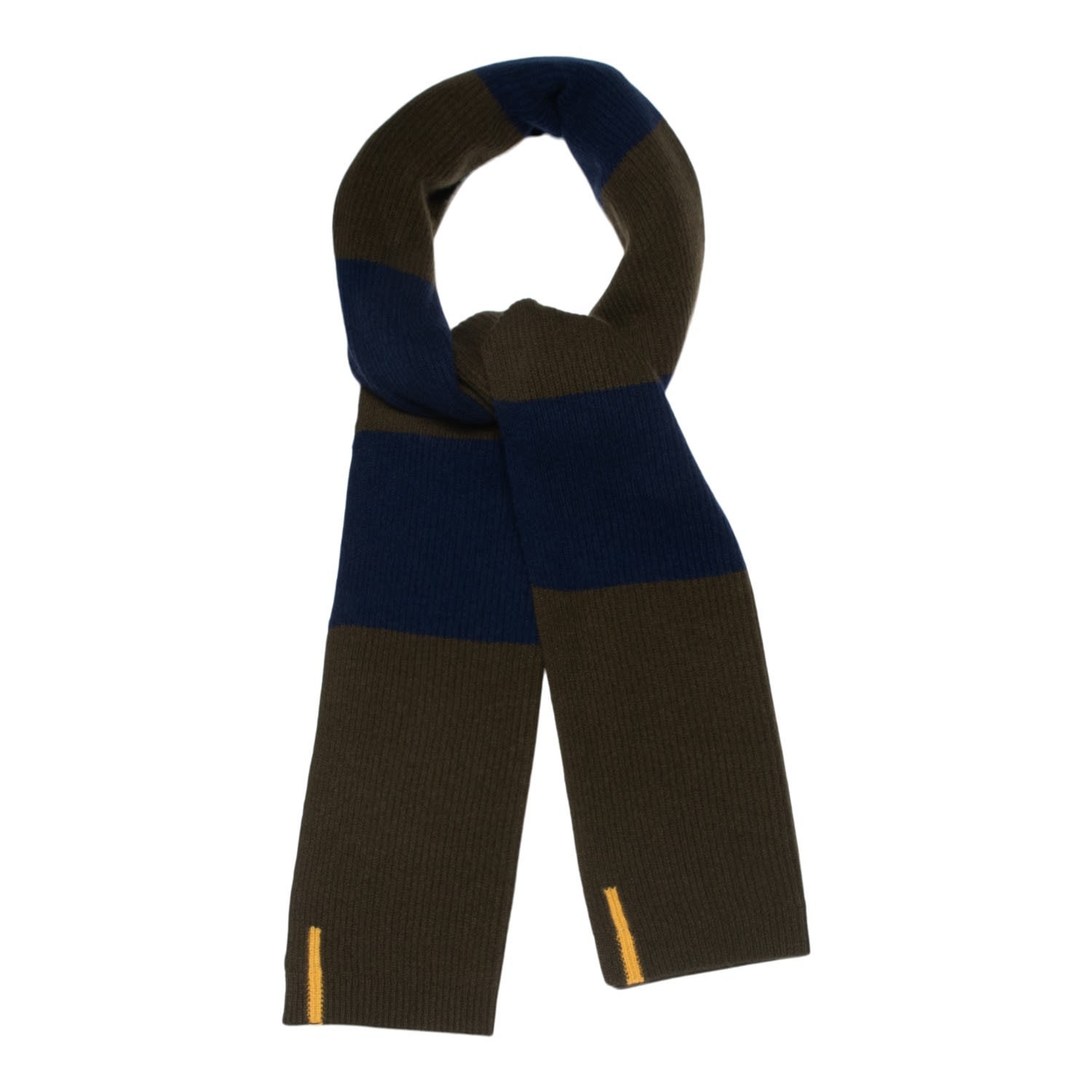 Green Men’s Scarf In Midnight Colourblock One Size Loop Cashmere