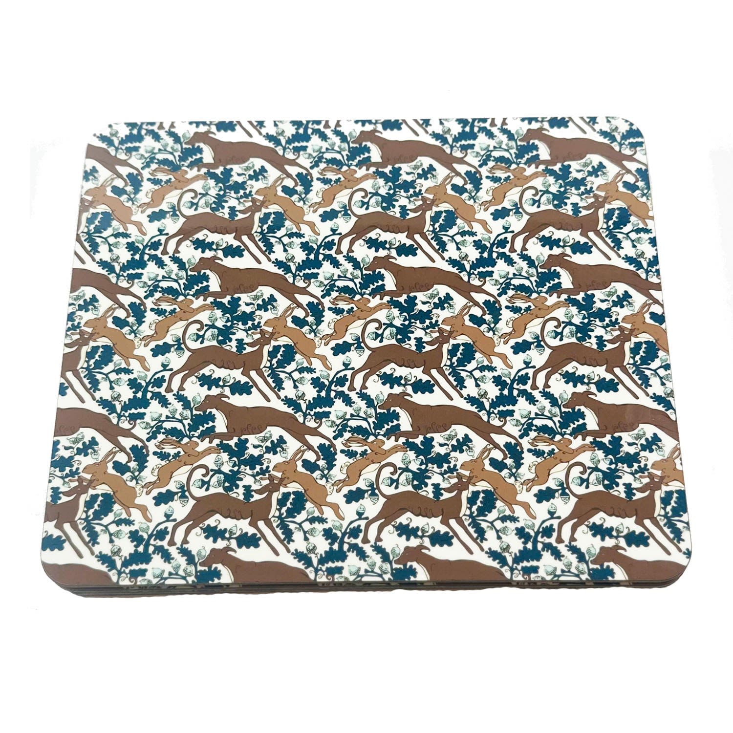 Laura B Interiors The Blue Rabbit & Whippet Set Of Four Placemats In Multi