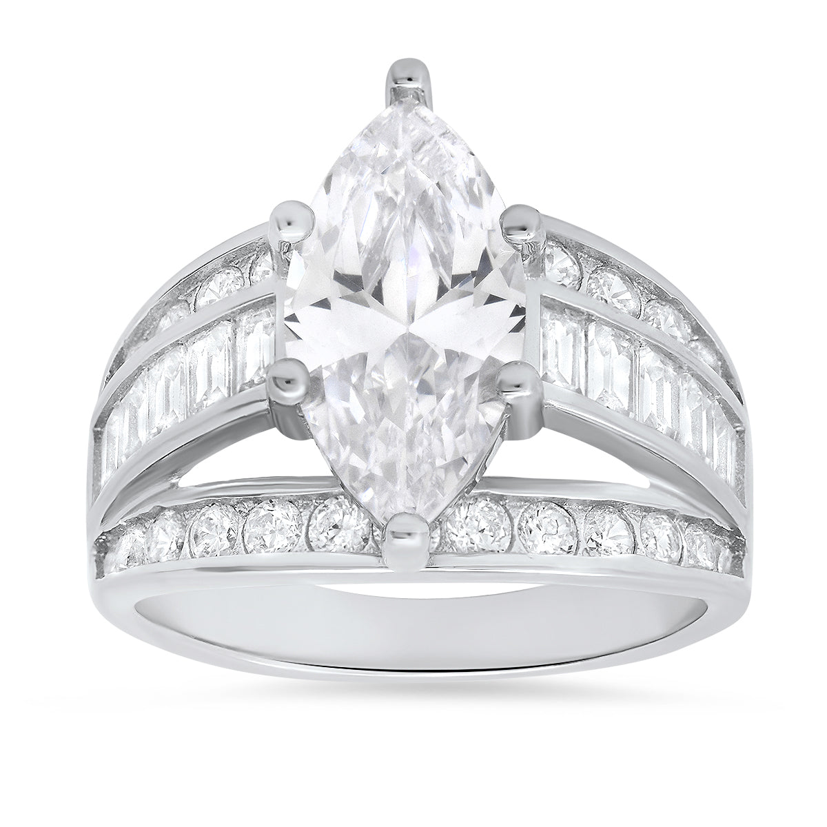 Kylie Harper Women's Marquise Cut Diamond Cz Cocktail Statement Ring In Sterling Silver In White
