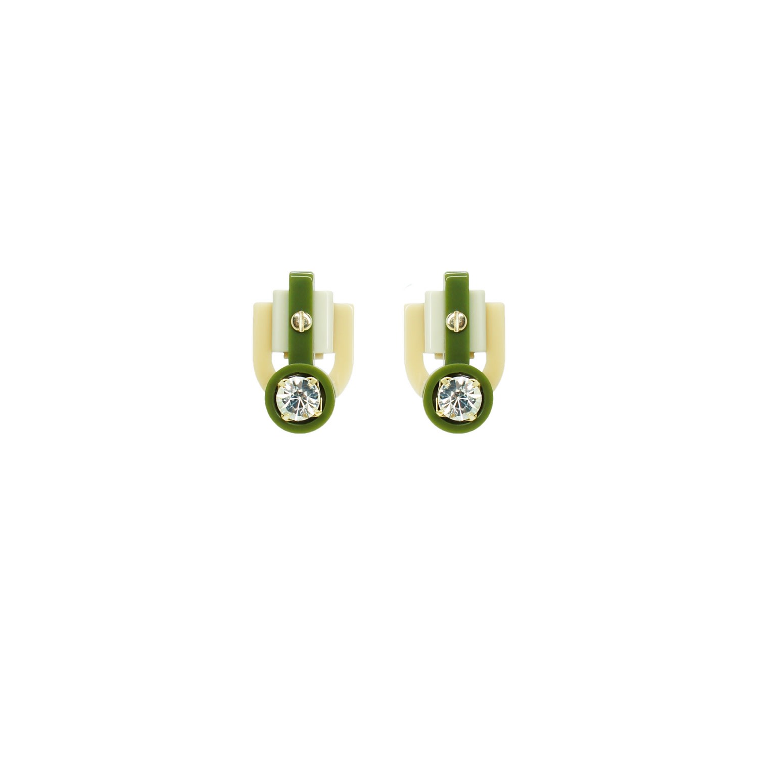 Gissa Bicalho Women's Neutrals Handmade Acrylic Earring S Stone Rhinestones Clay In Green