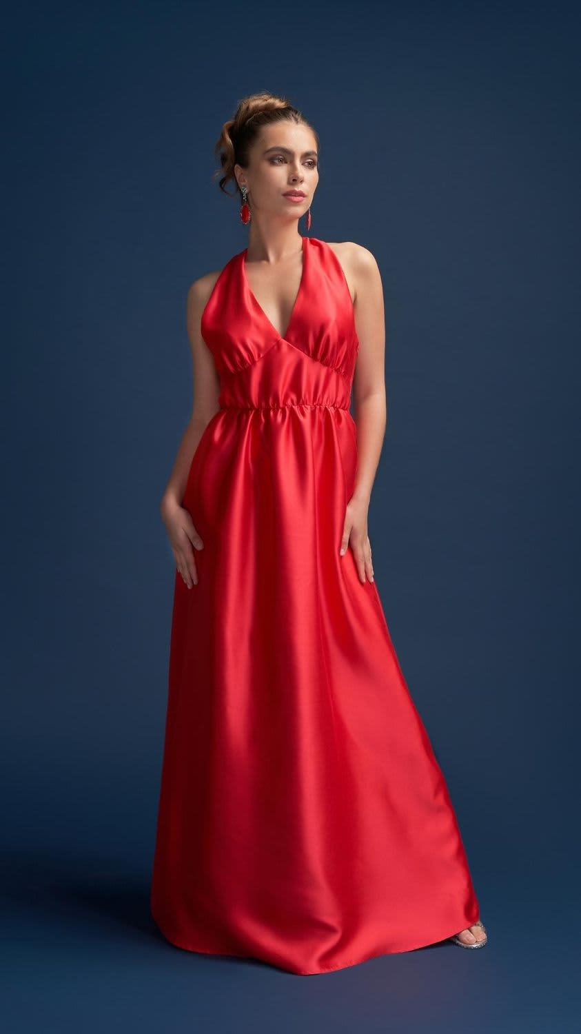 Odette Halter Full Length Gown In Red | Deer You | Wolf & Badger