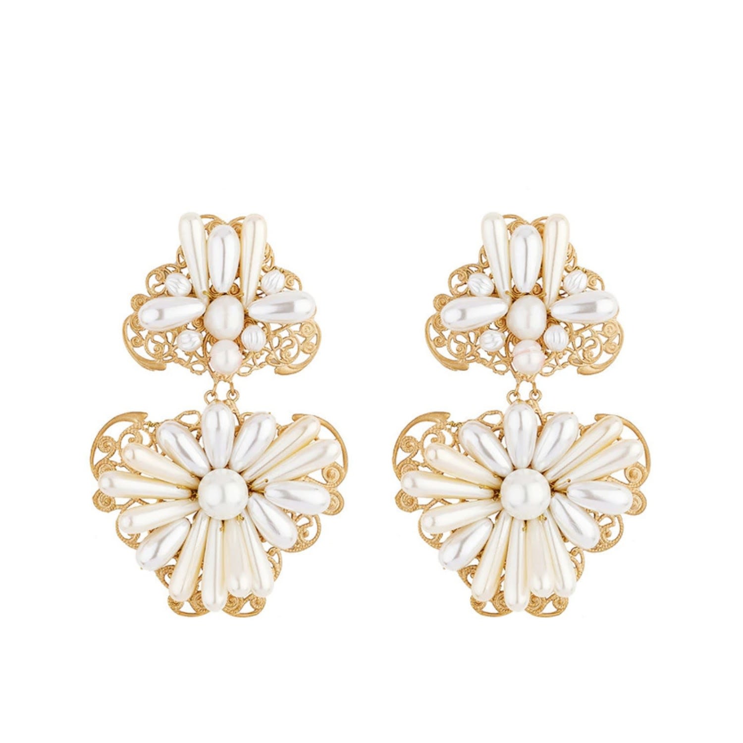 Stephanie Browne Australia Women's Gold / White Ceylon Earrings In Multi
