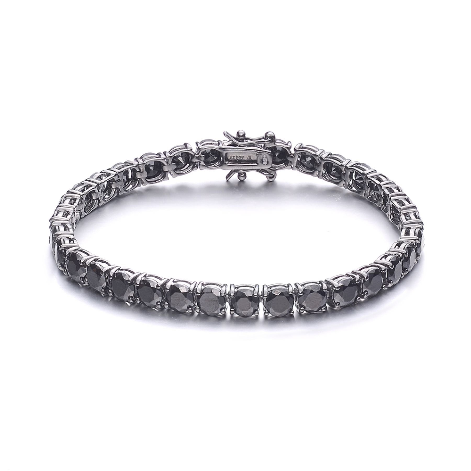 Genevive Jewelry Women's Black Gv Sterling Silver Cubic Zirconia Tennis Bracelet In Black