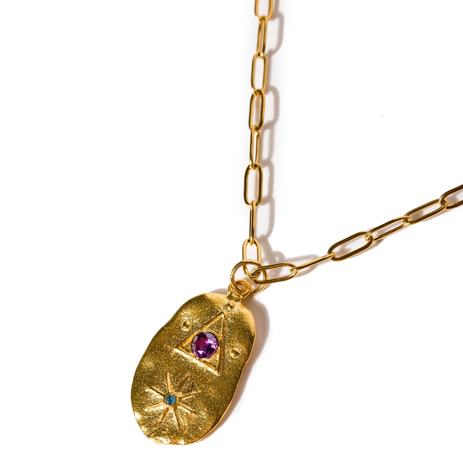 Kybele Studio Women's Gold / Blue / Purple Gold Talisman Necklace In Amethyst Glow