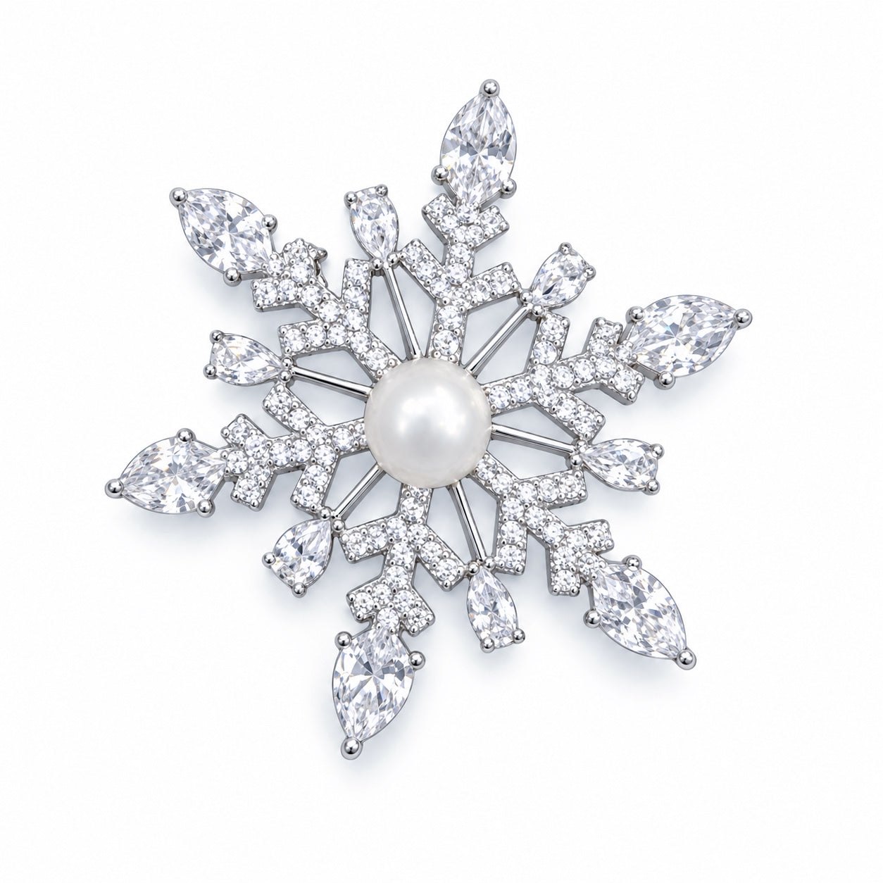 Women's White Fleur De Givre Pearl Brooch Pendant | Ninemoo