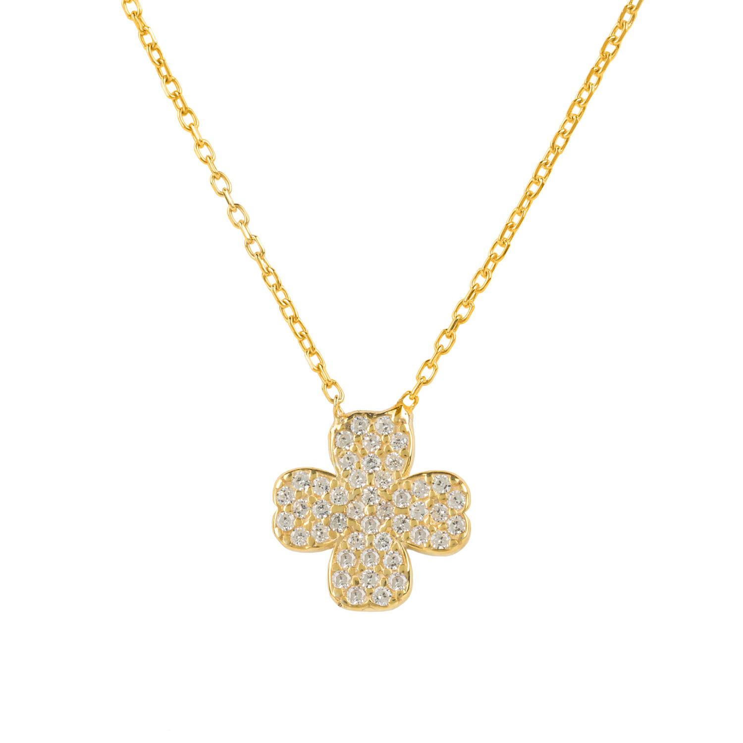 Black Four Leaf Clover Flower Necklace - Gold – Balara Jewelry