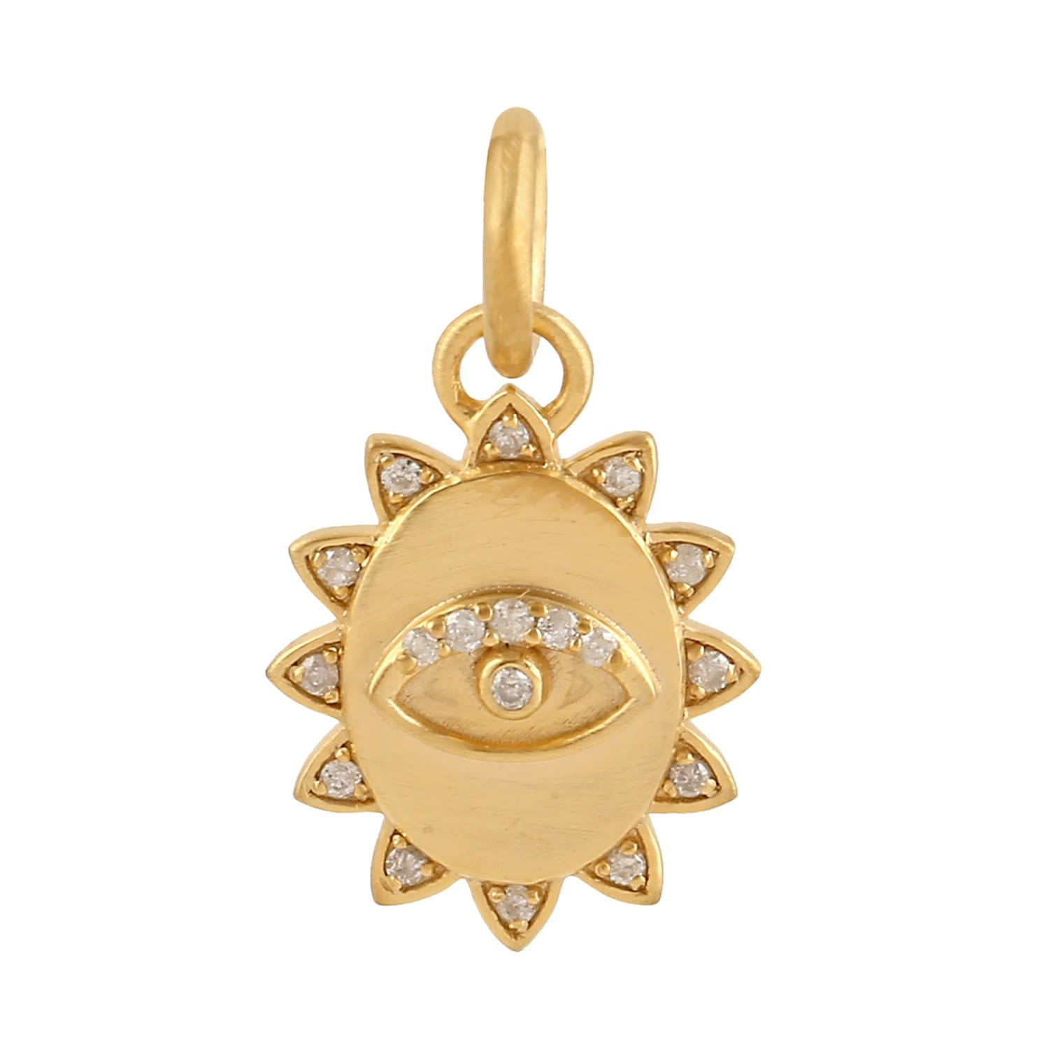 Women’s Gold / White Natural Diamond Evil Eye Pendant 14K Yellow Gold Artisan