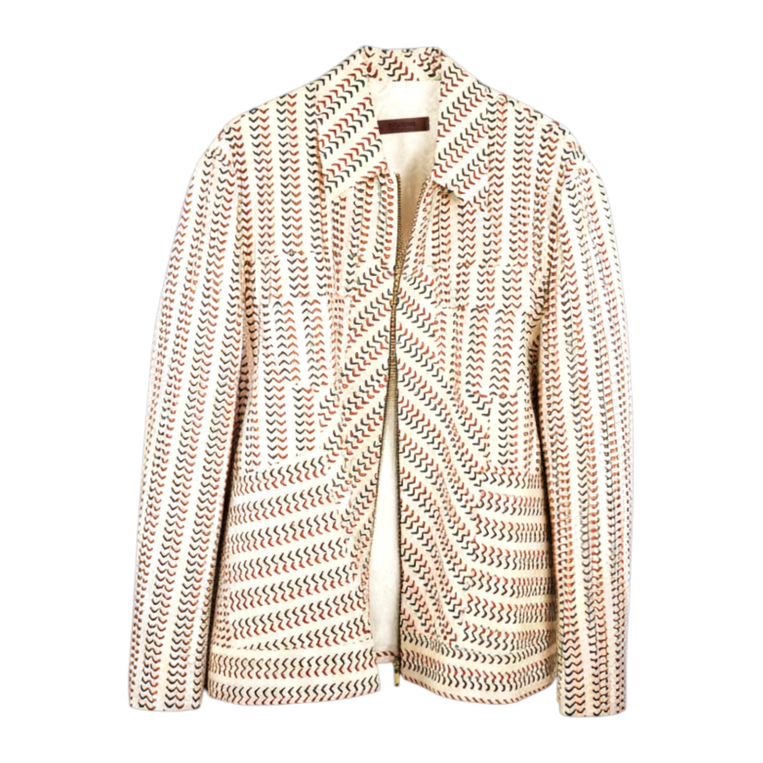 Stovaria Men's Gold Handcrafted Chevron Print Cotton Jacket - A Unique Statement Blazer
