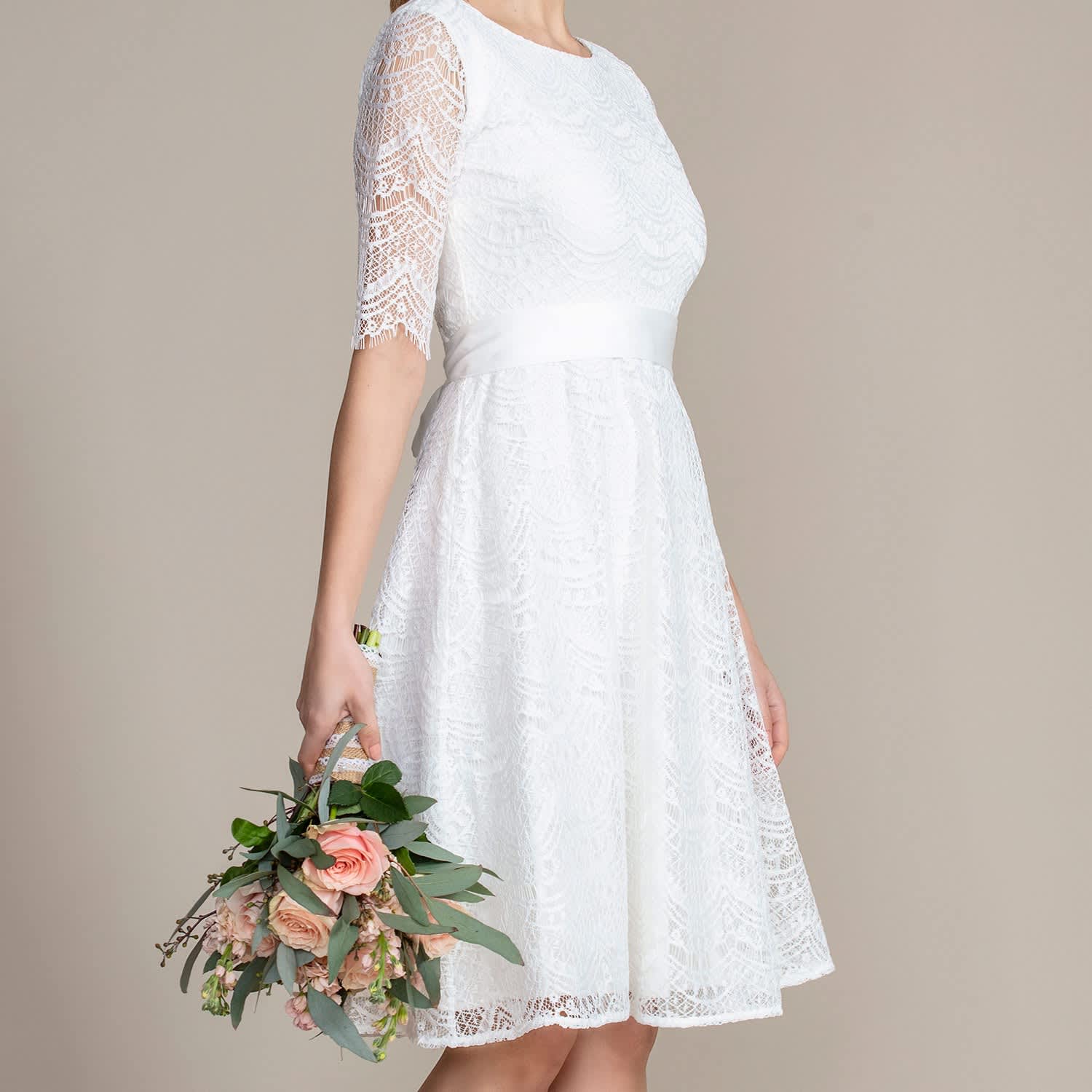 Women's White Evie Lace Wedding Dress in White Lace | Xs/S | Alie Street London, image size:1500x1500