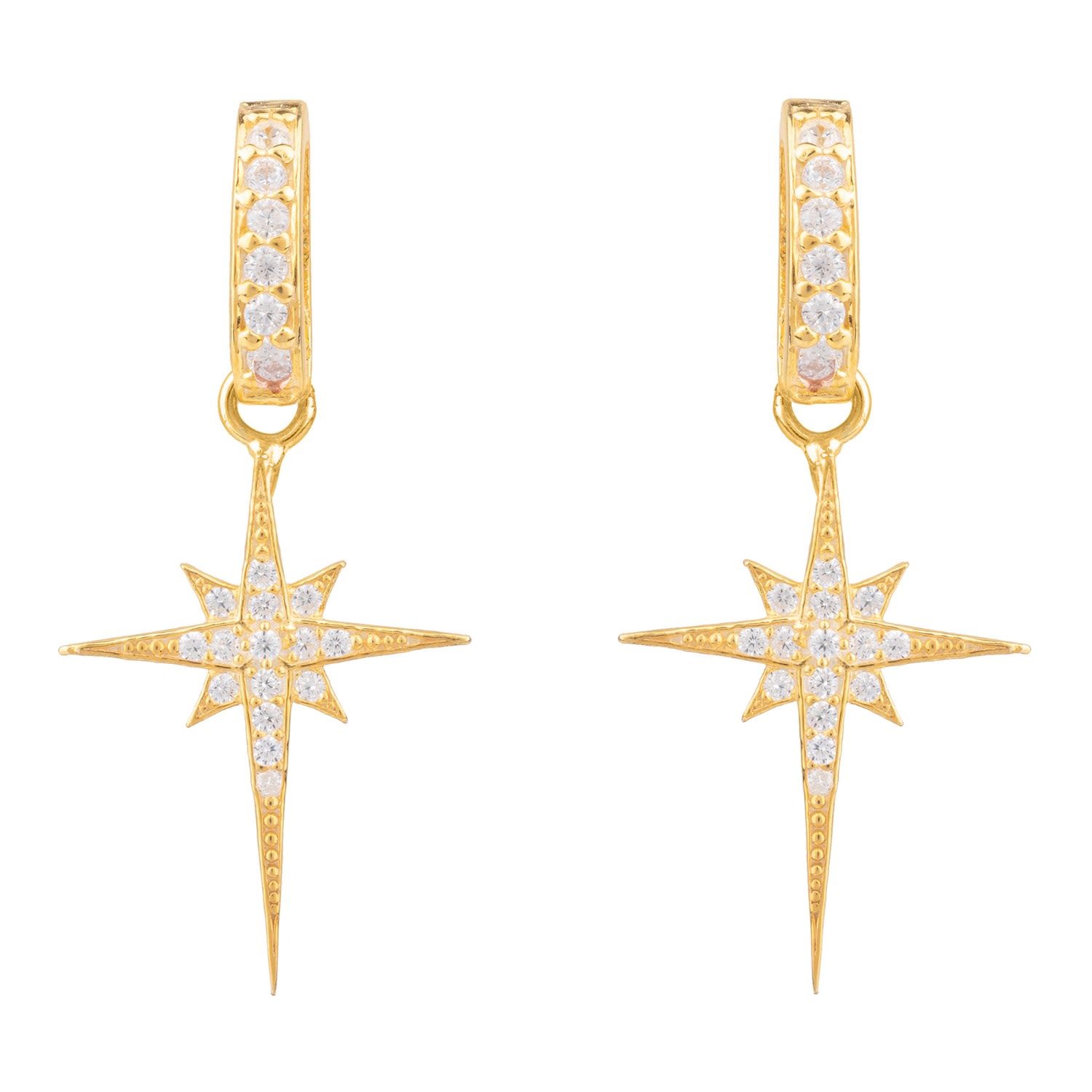 Latelita Women's North Star Burst Small Drop Earrings Gold