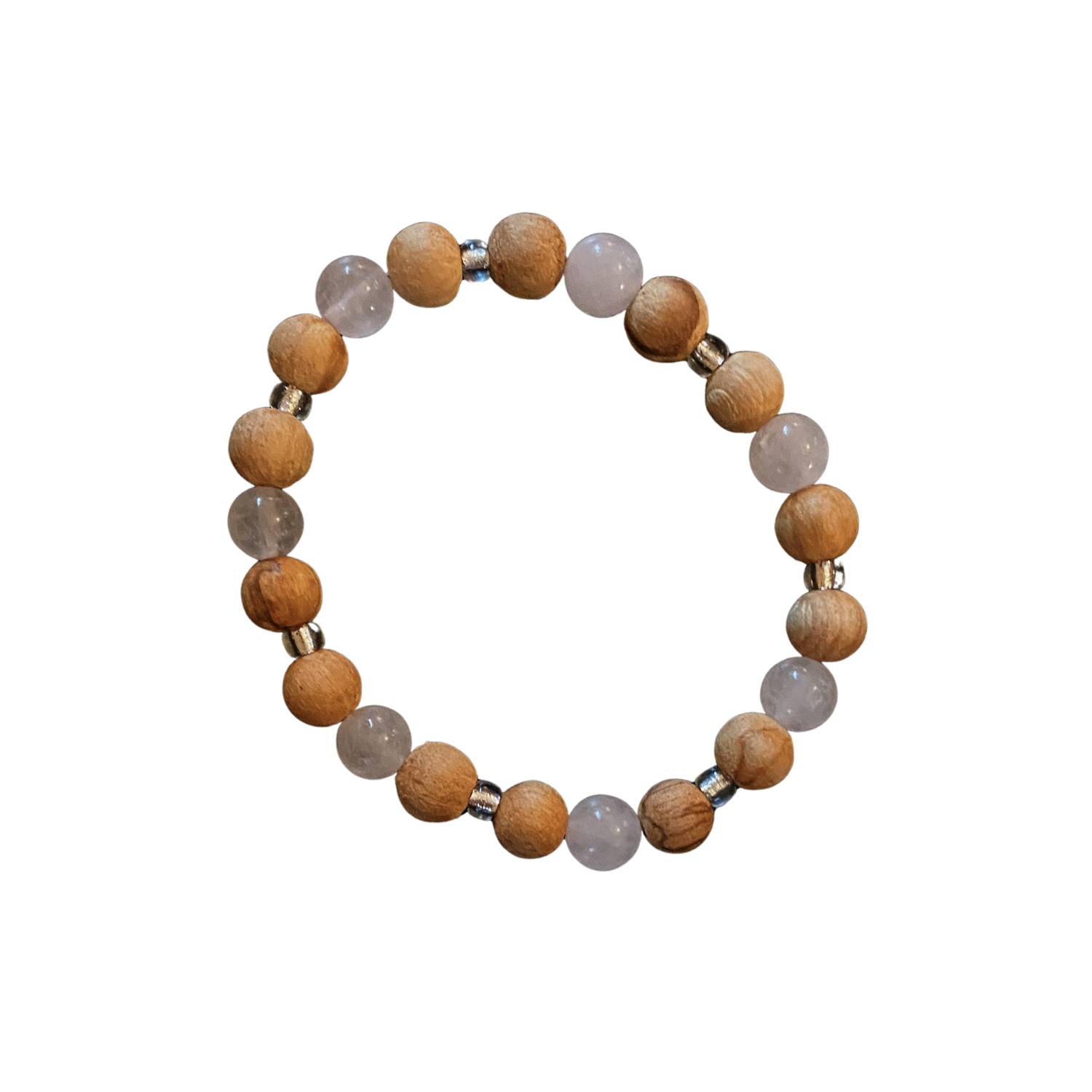 Lemuria Store Women's Neutrals Rose Quartz Palo Santo Bracelet