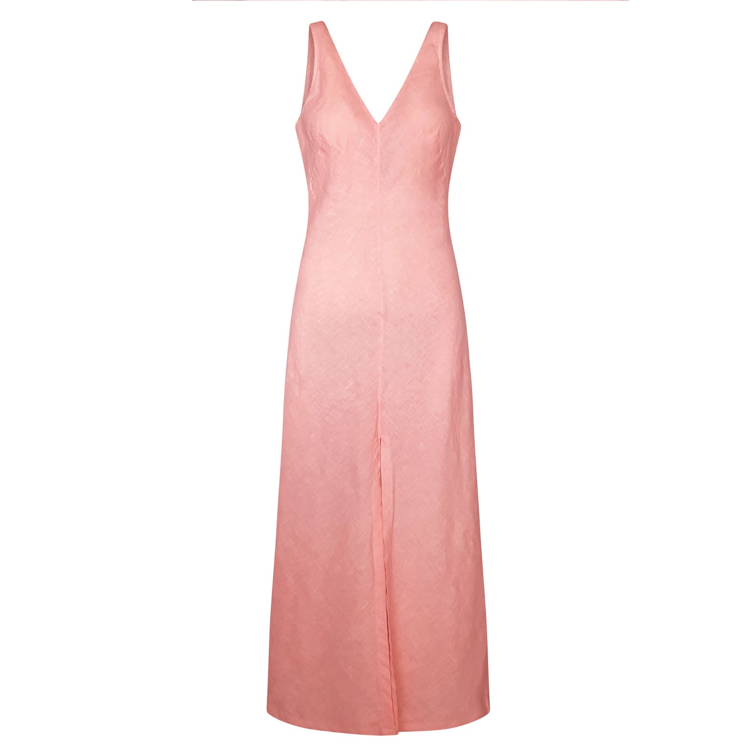 Haris Cotton Women's Pink / Purple “v” Neck Maxi Linen Dress Rose Petal In Pink/purple