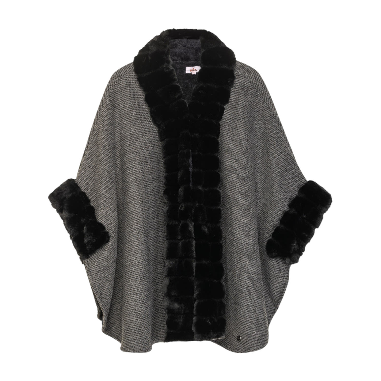 Niza Women's Grey Two-tone Poncho Elisa Gray In Grey