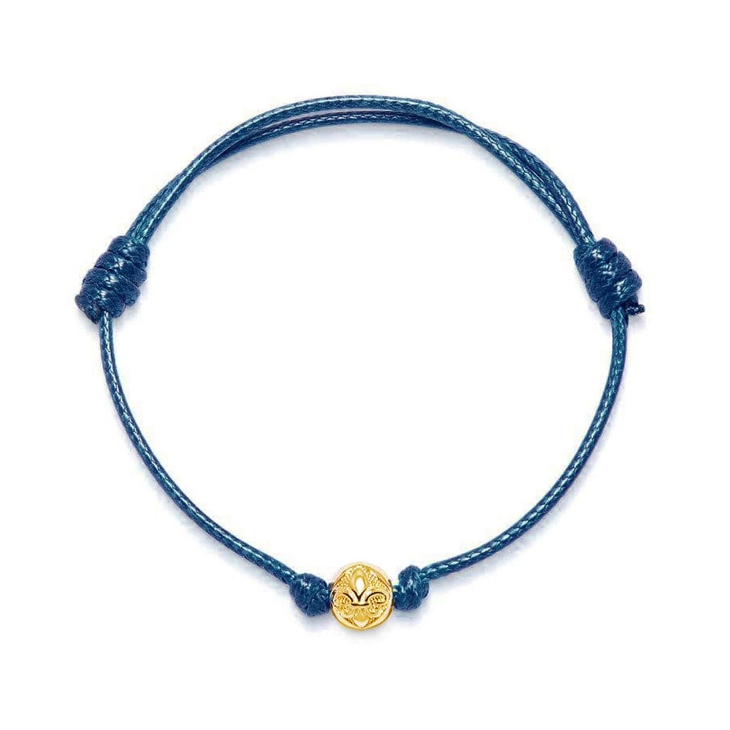Nialaya Men's Blue / Gold Navy Blue String Bracelet With Gold