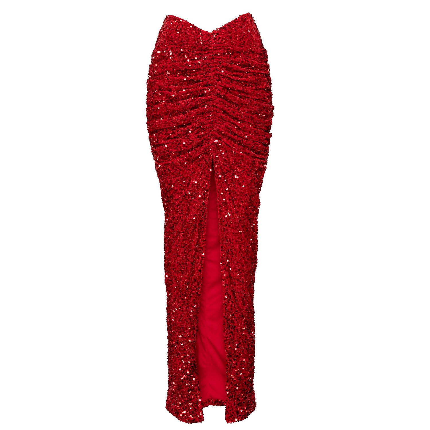 Ofuure Women's Red Jess Sequin Ruched Skirt In Ruby In Red
