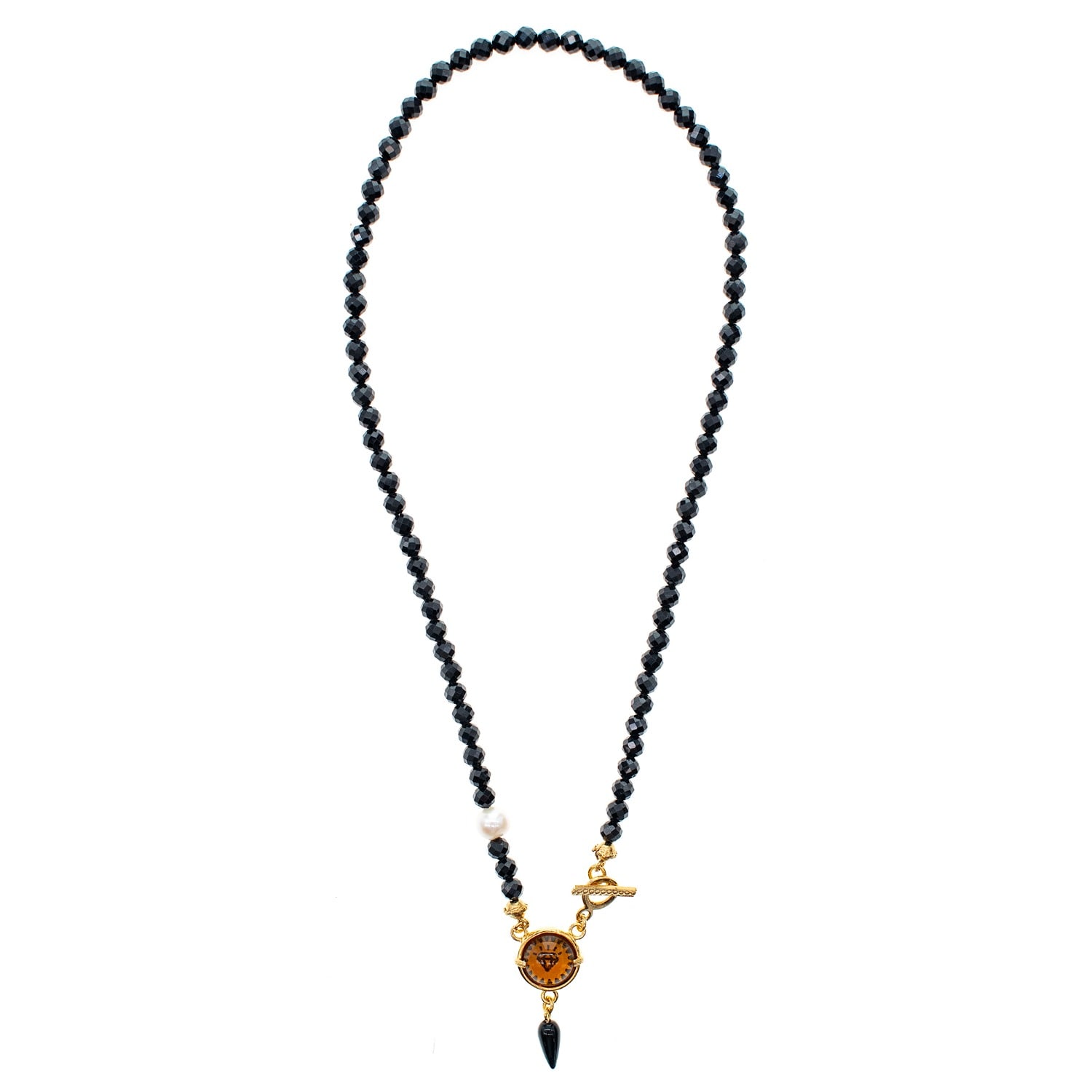 Gem Kingdom Women's Black / Gold Midnight Diamond Necklace In Multi