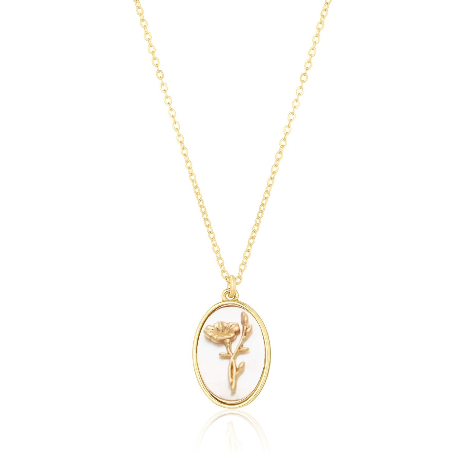 Set & Stones Women's Gold / White Katrina Birth Flower Necklace - September In Gold