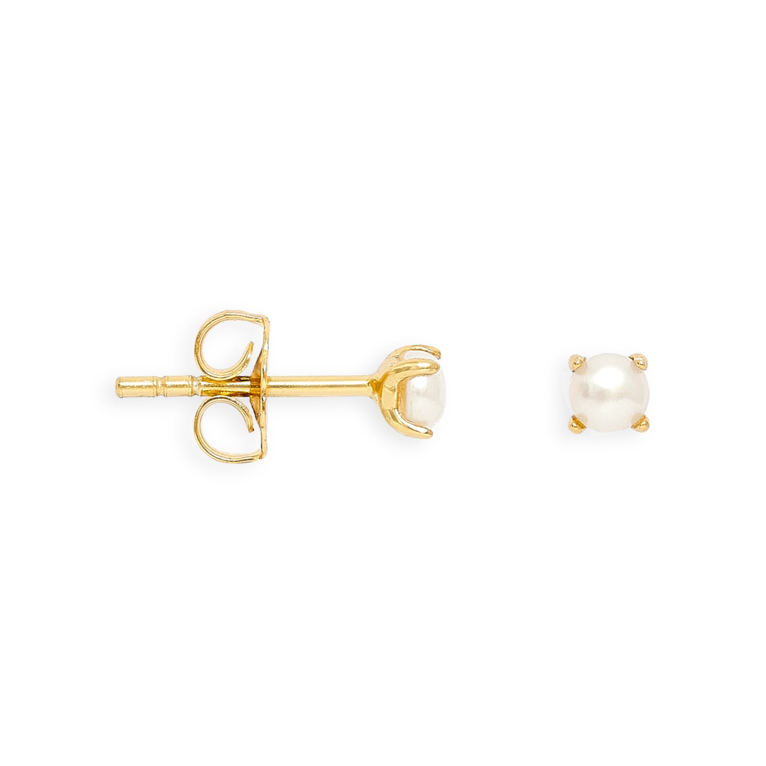 Women’s White / Gold Credo Tiny Cultured Freshwater Pearls Studs In Gold Claw Setting Pearls of the Orient Online