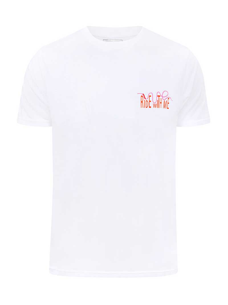 Blonde Gone Rogue Roller Coaster Graphic Print Mens T-shirt, Organic Cotton, In White