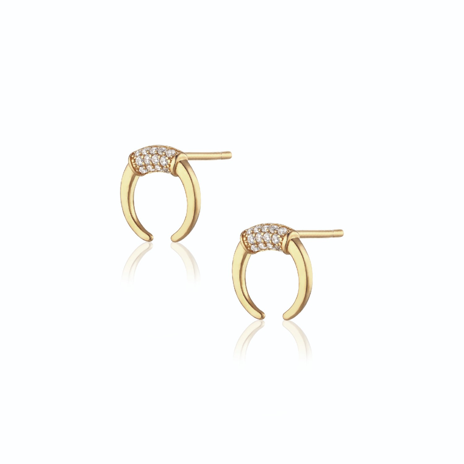 Women’s Grace - Earstud " Horn Of Plenty" With Zircons - Gold Alura Copenhagen Jewellery