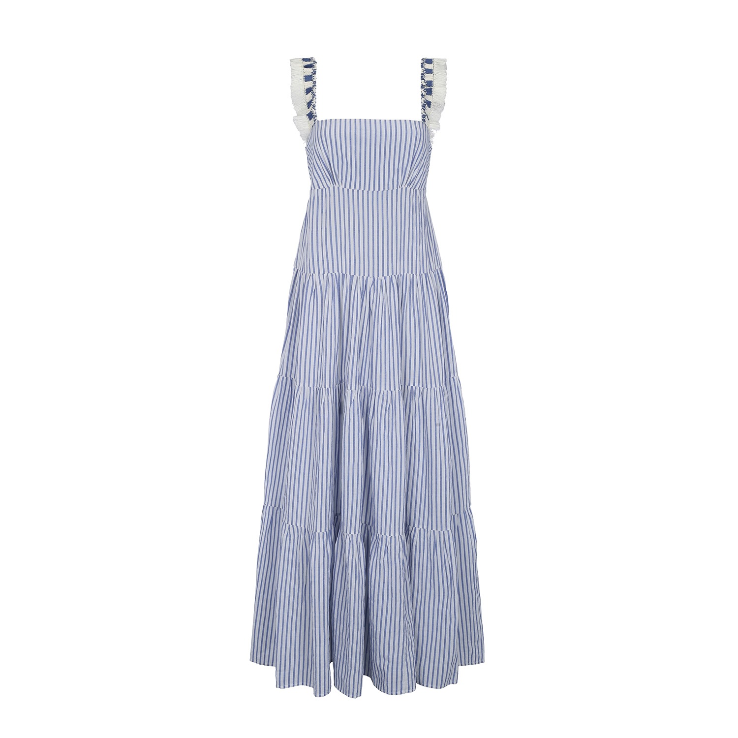 Blue and white striped maxi cheap dress
