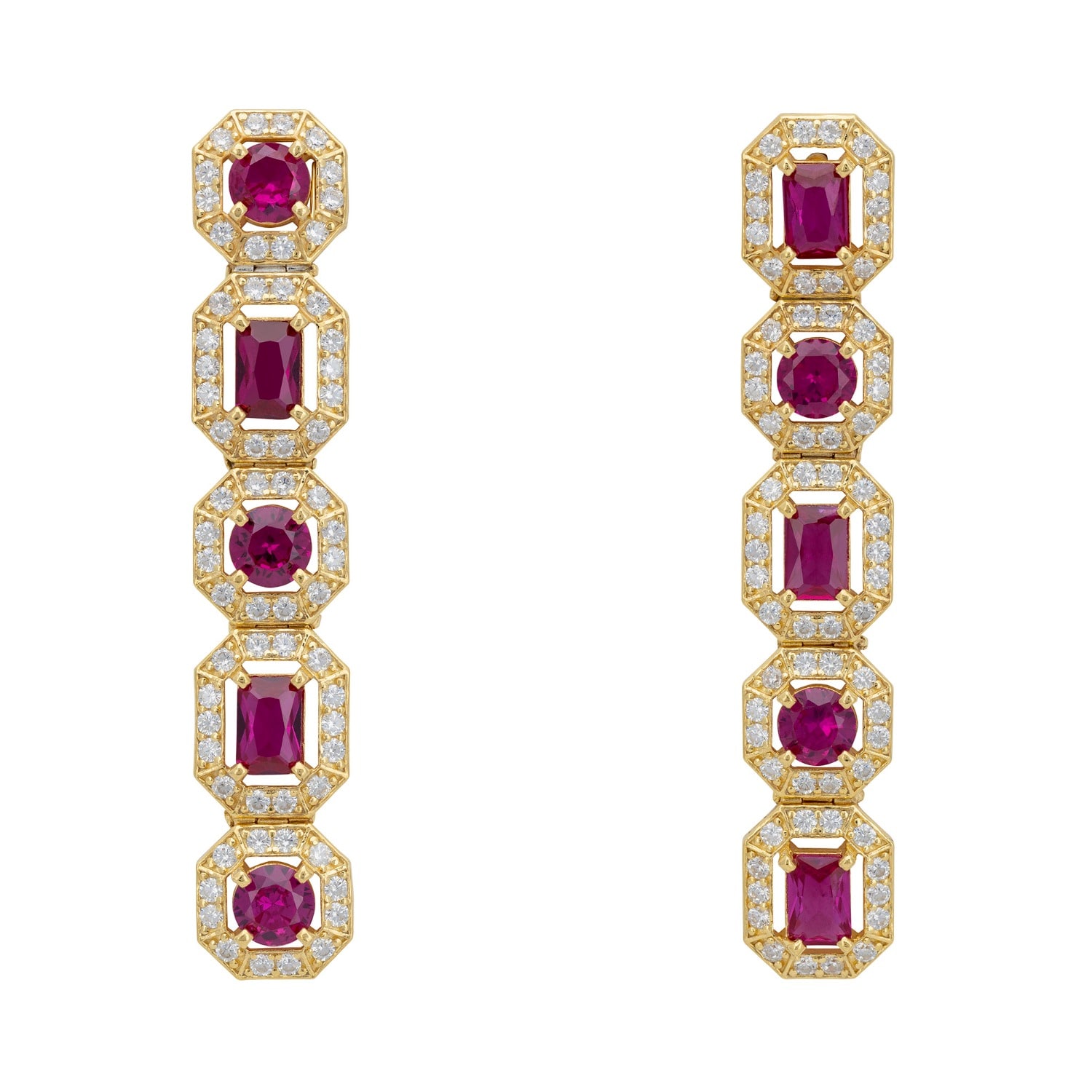 Latelita Women's Gold / Red / Pink Whistledown Ruby Gemstone Earrings Gold