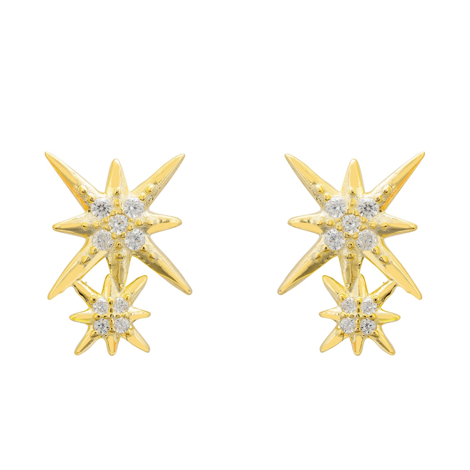 Women’s Yellow / Orange / Gold Double Star Stud Earrings Gold Latelita