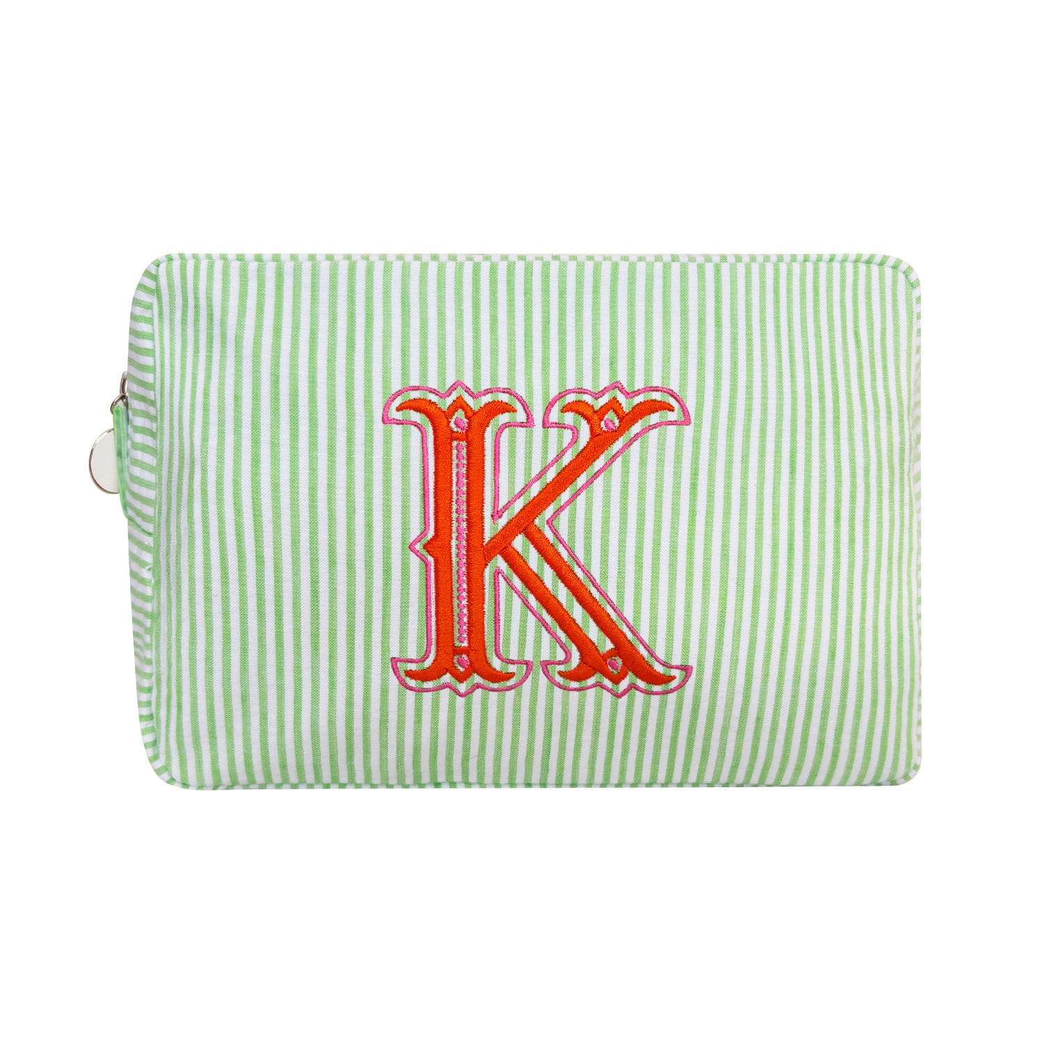 Lilly Loves Green K Alphabet Cosmetic Bag In Green