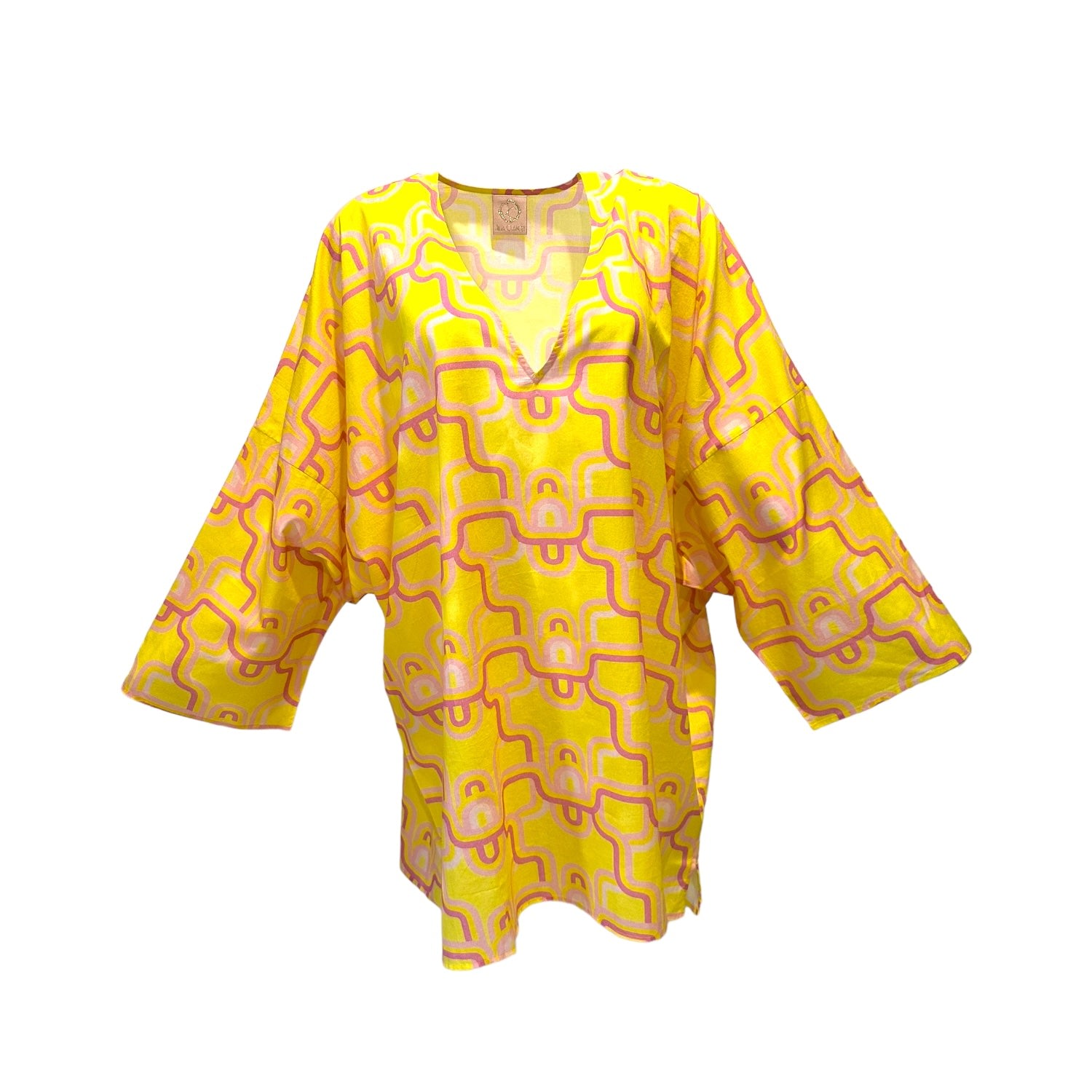 Julia Clancey Women's Yellow Veronica Lydy Limon Silk Cotton Kaftan Top In Yellow