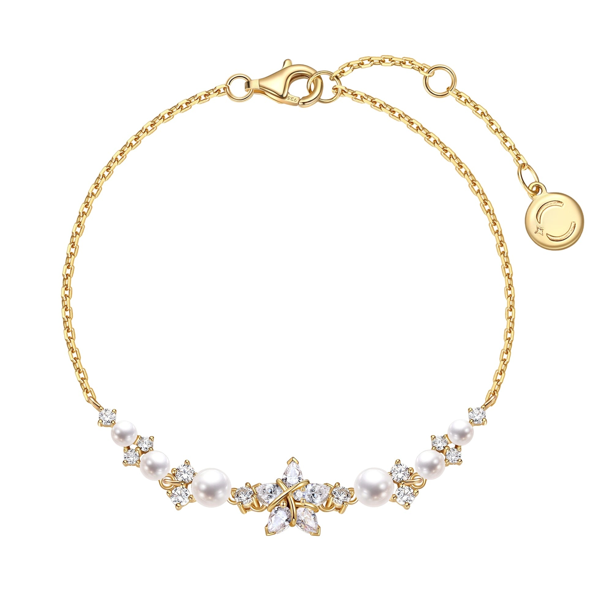 Fanci Me Women's Gold / White / Silver Vega Whisper Twinkling Star Alpha Lyrae Sterling Silver Bracelet - Yel